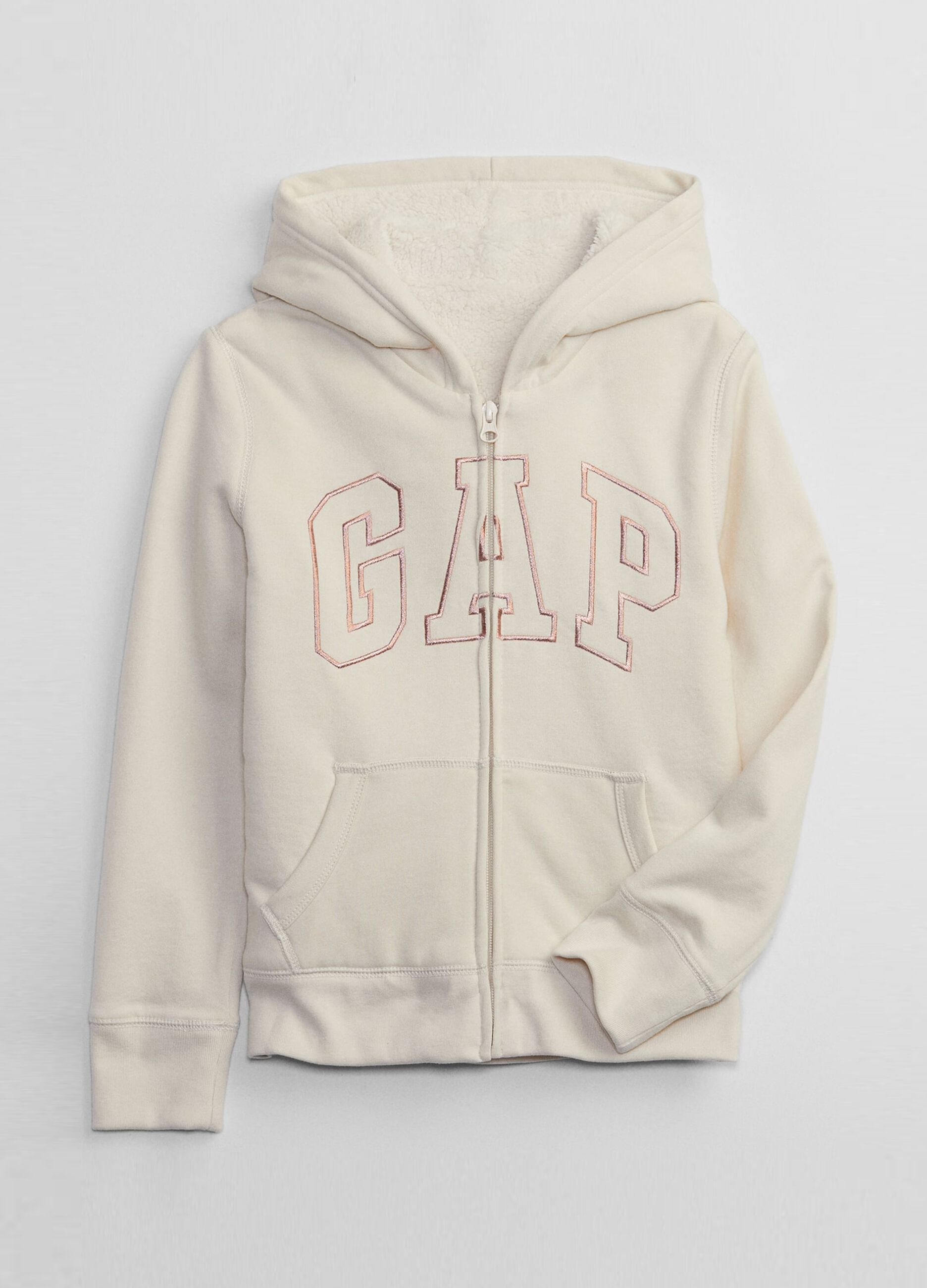 Full-zip hoodie with sherpa lining and embroidered logo_1