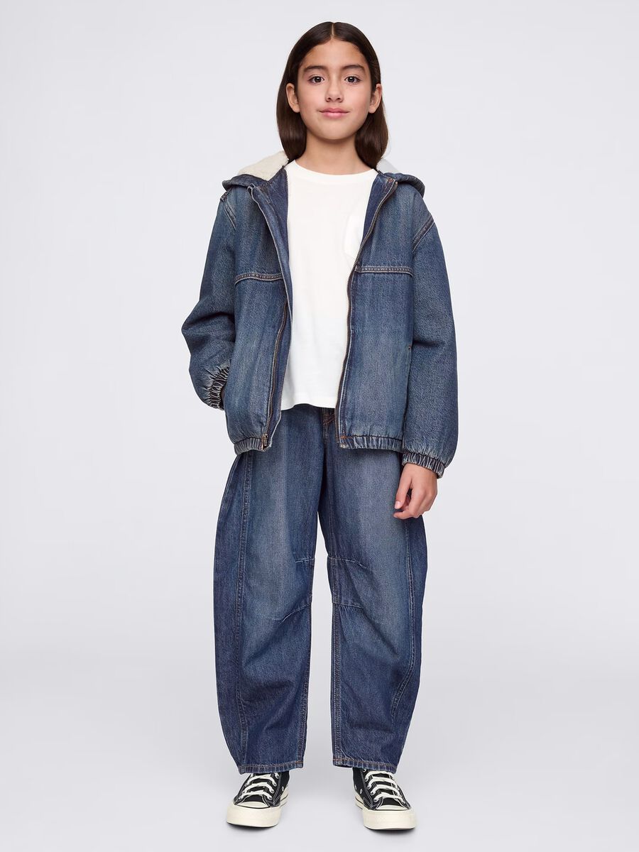 Jeans in denim a gamba larga per bambina Bambina_0