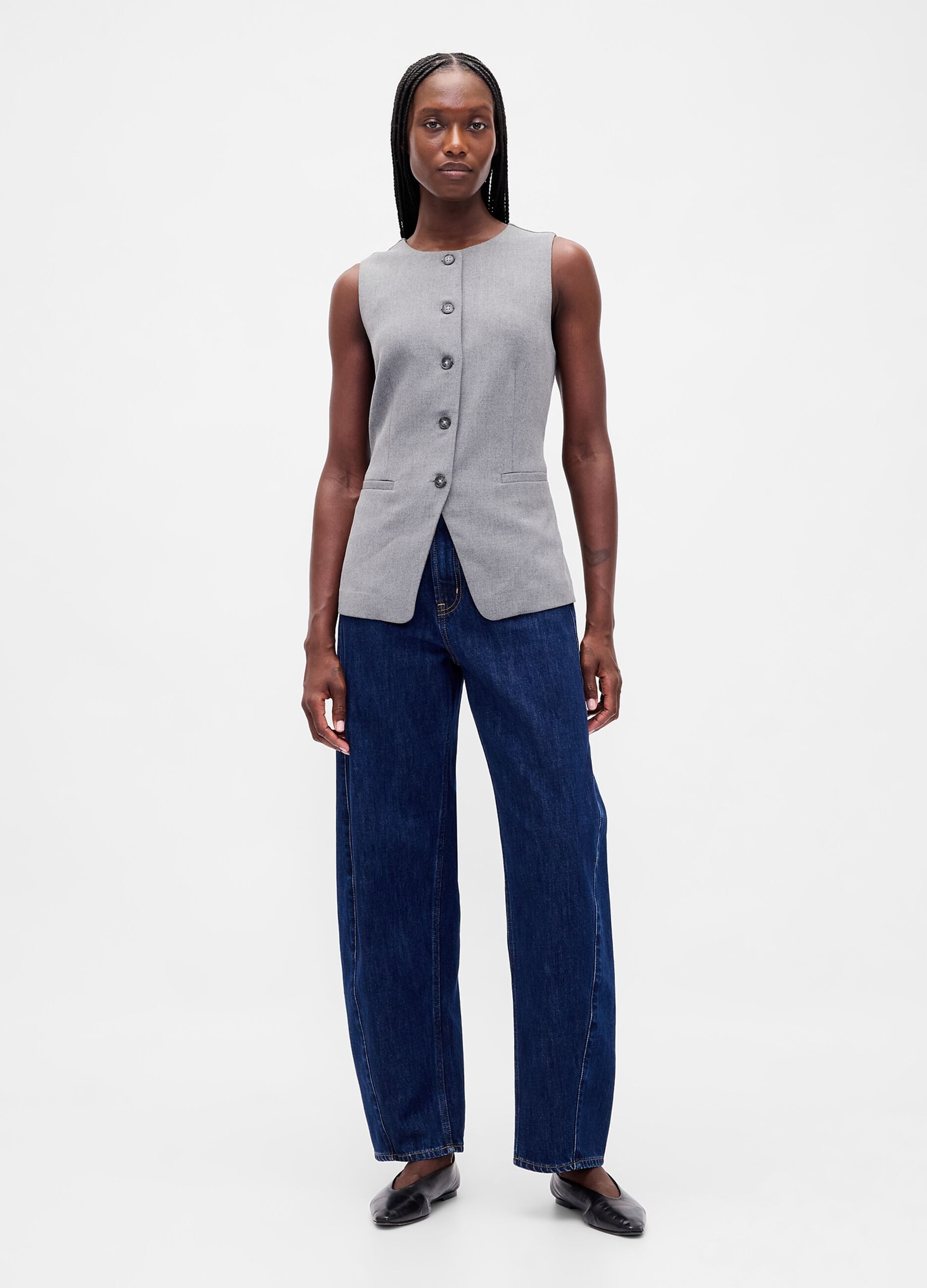 Gilet grigio in tessuto elasticizzato_4