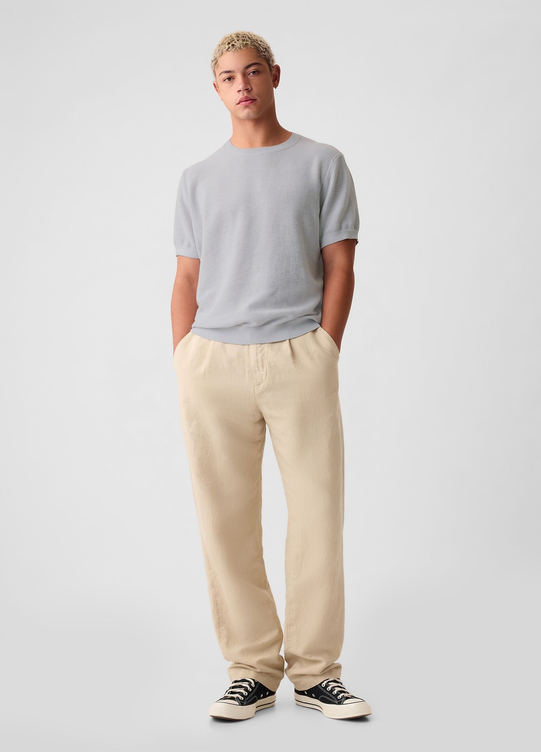 T-shirt in maglia di misto lino_1