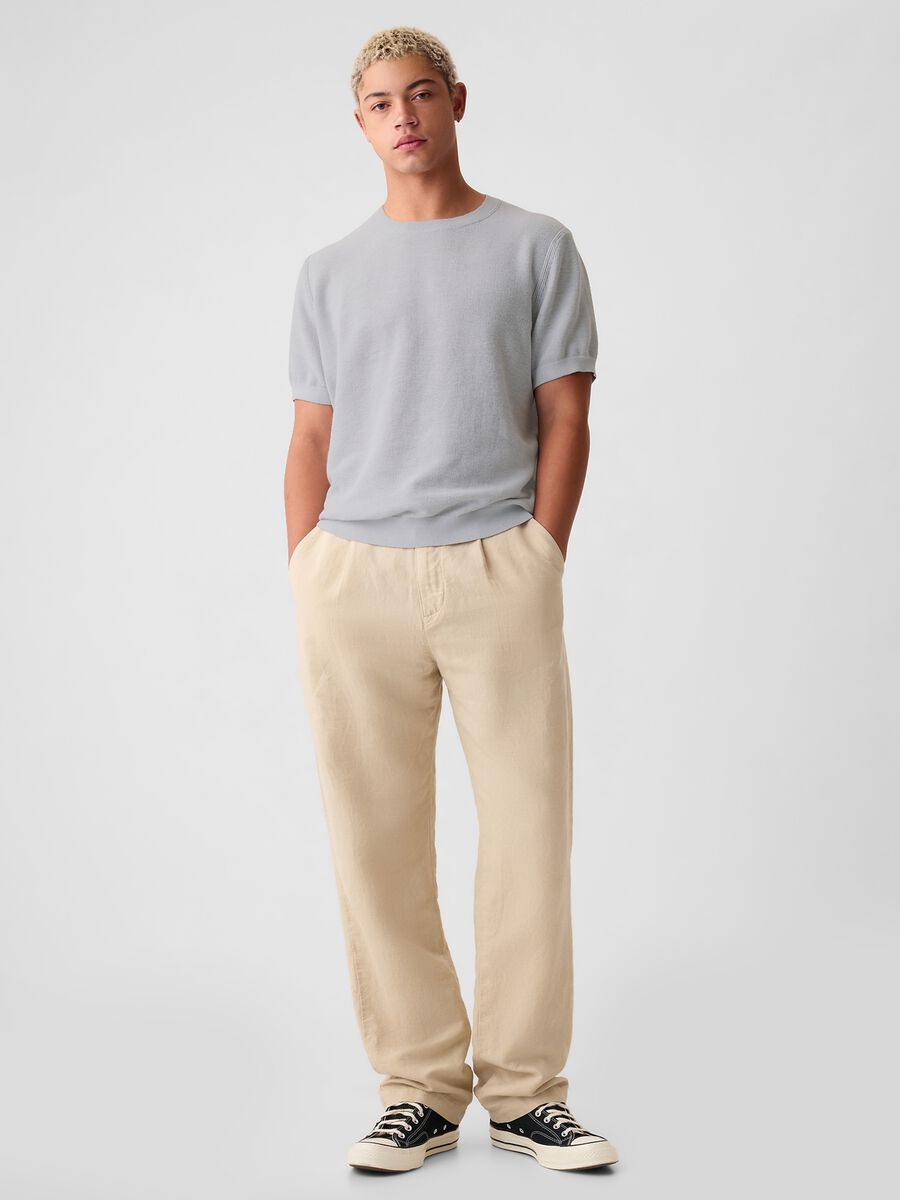 T-shirt in maglia di misto lino Uomo_1