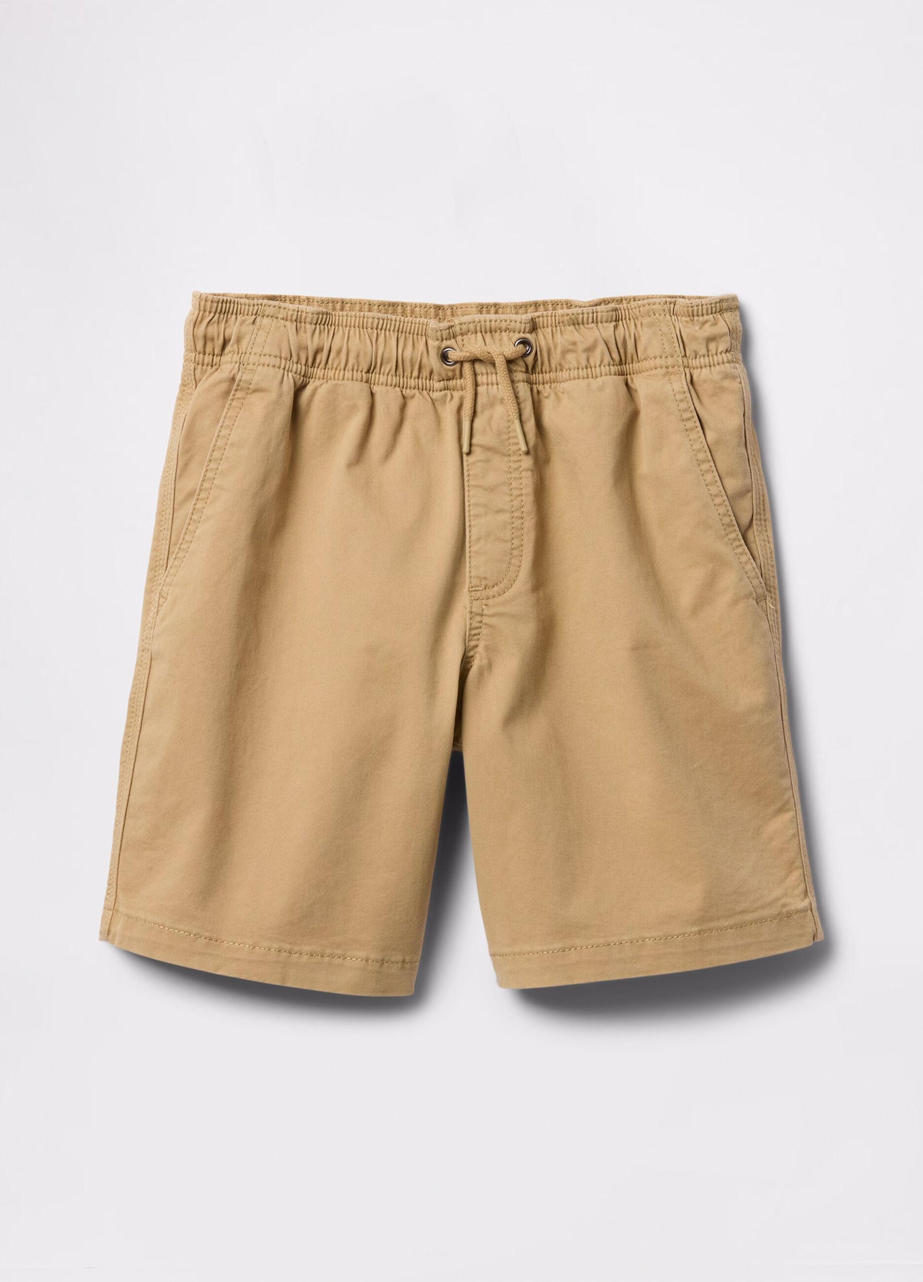Shorts beige in cotone elasticizzato_4