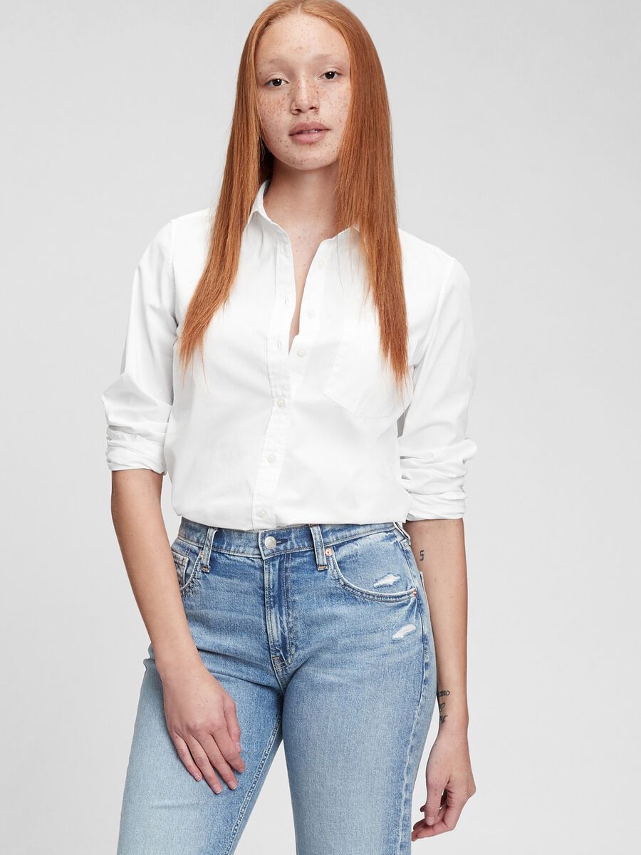 Camicia in cotone con tasca Donna_2