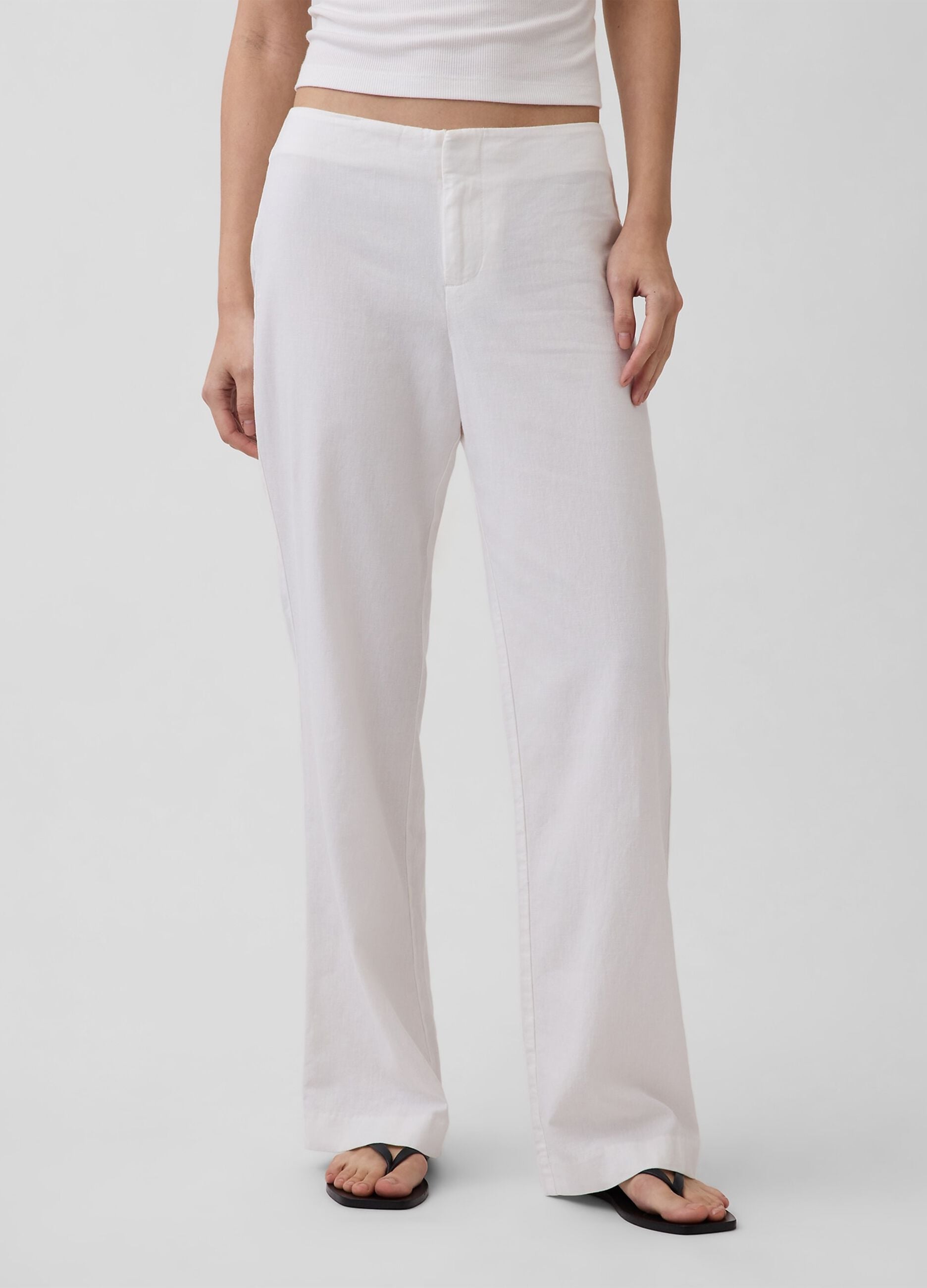 Pantaloni wide leg in misto lino