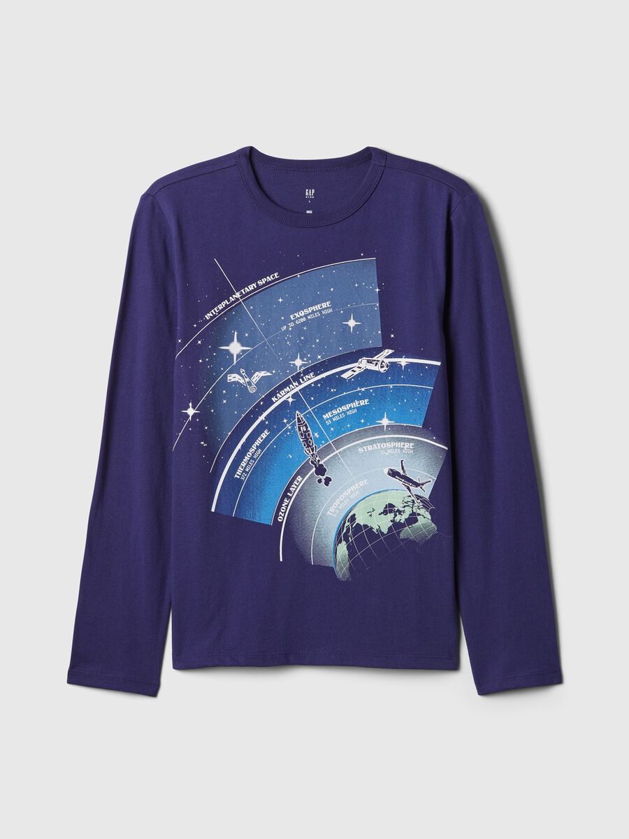 T-shirt maniche lunghe in cotone con stampa Bambino_0