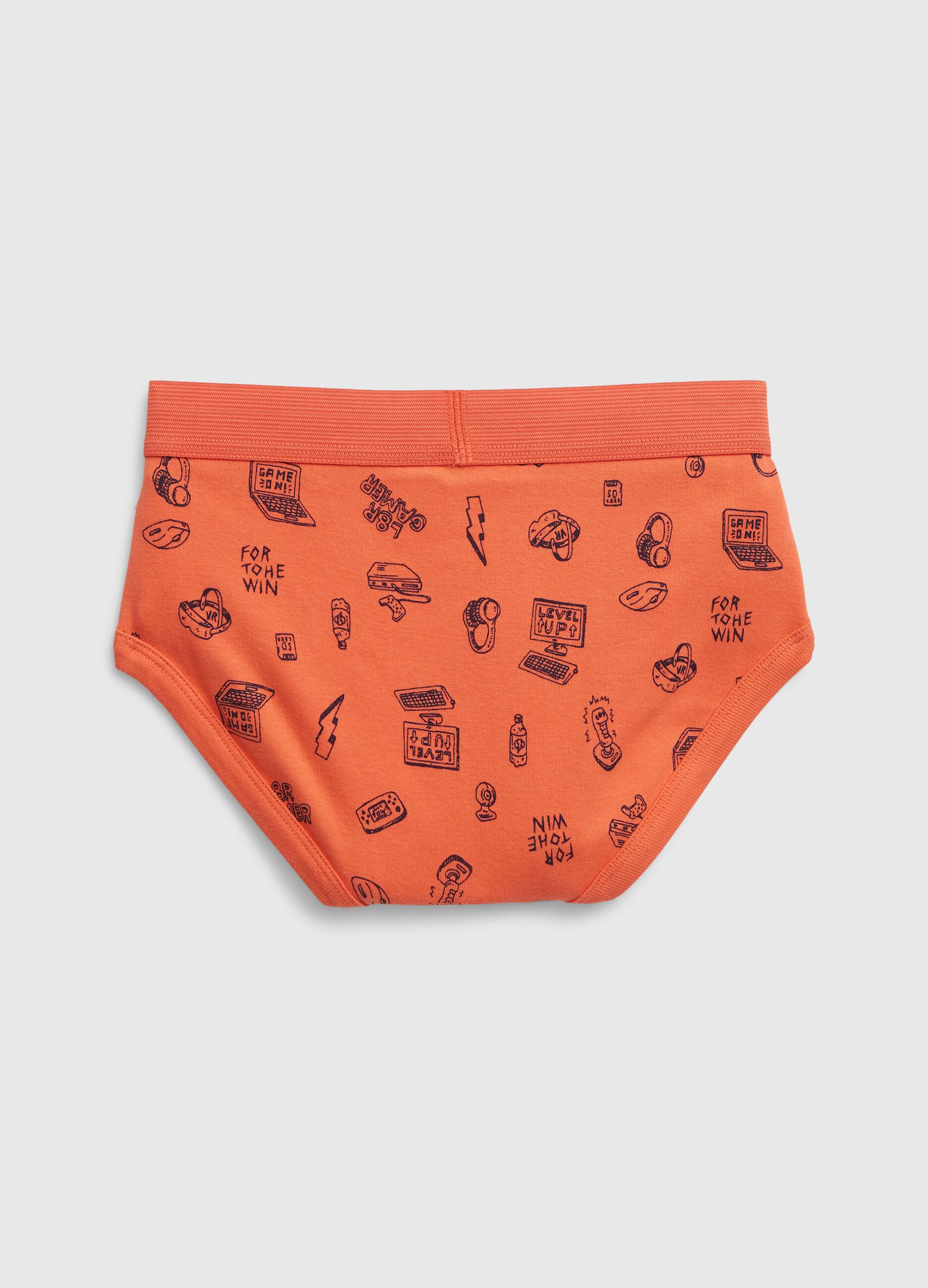 Four-pack briefs with stripes and gamers print_2