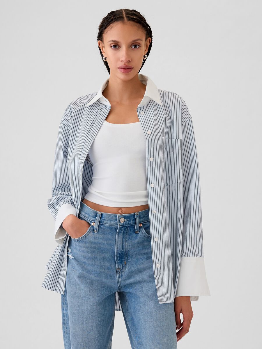 Camicia oversize a righe Donna_0