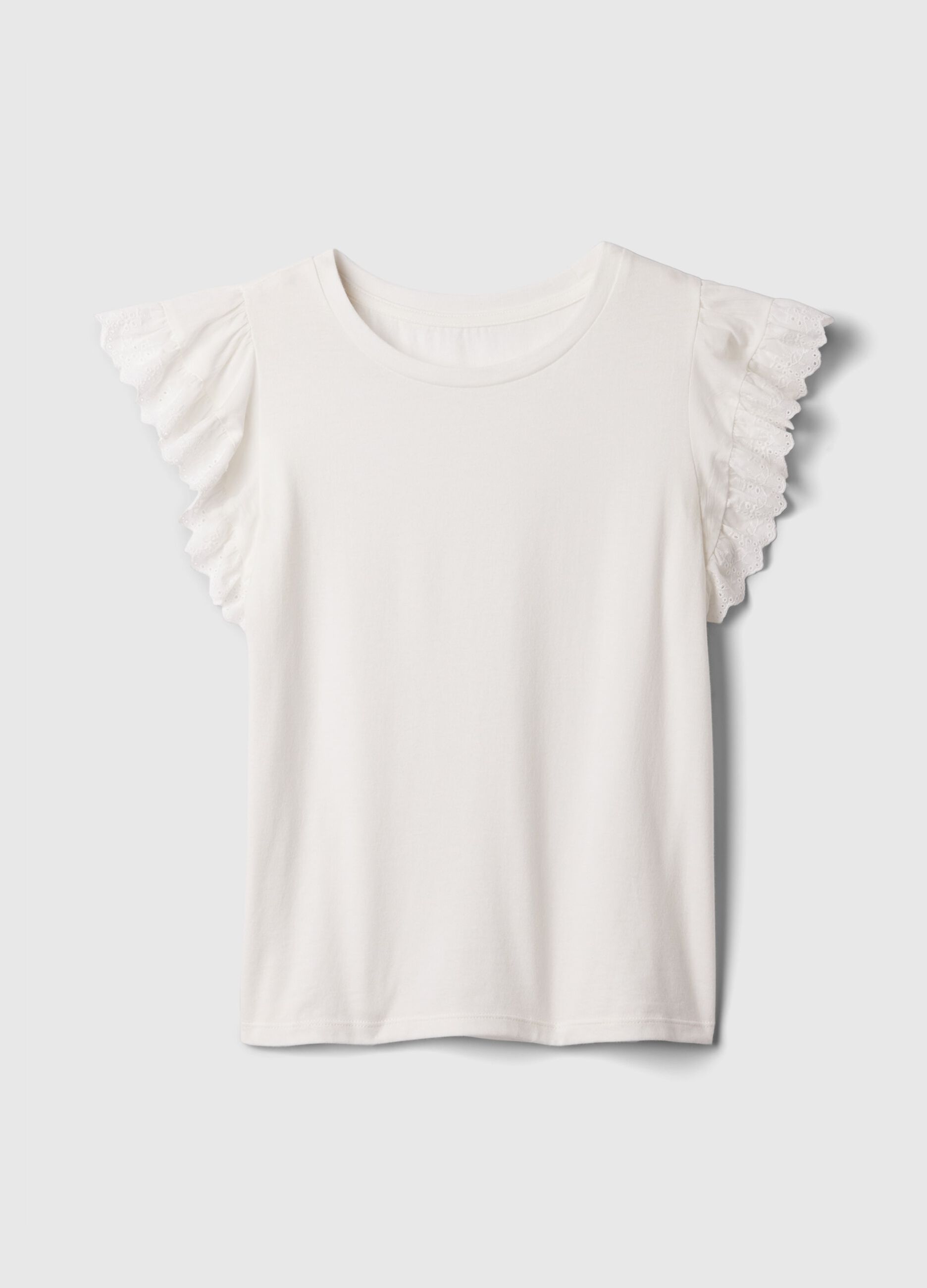 T-shirt in cotone con volant sangallo_3