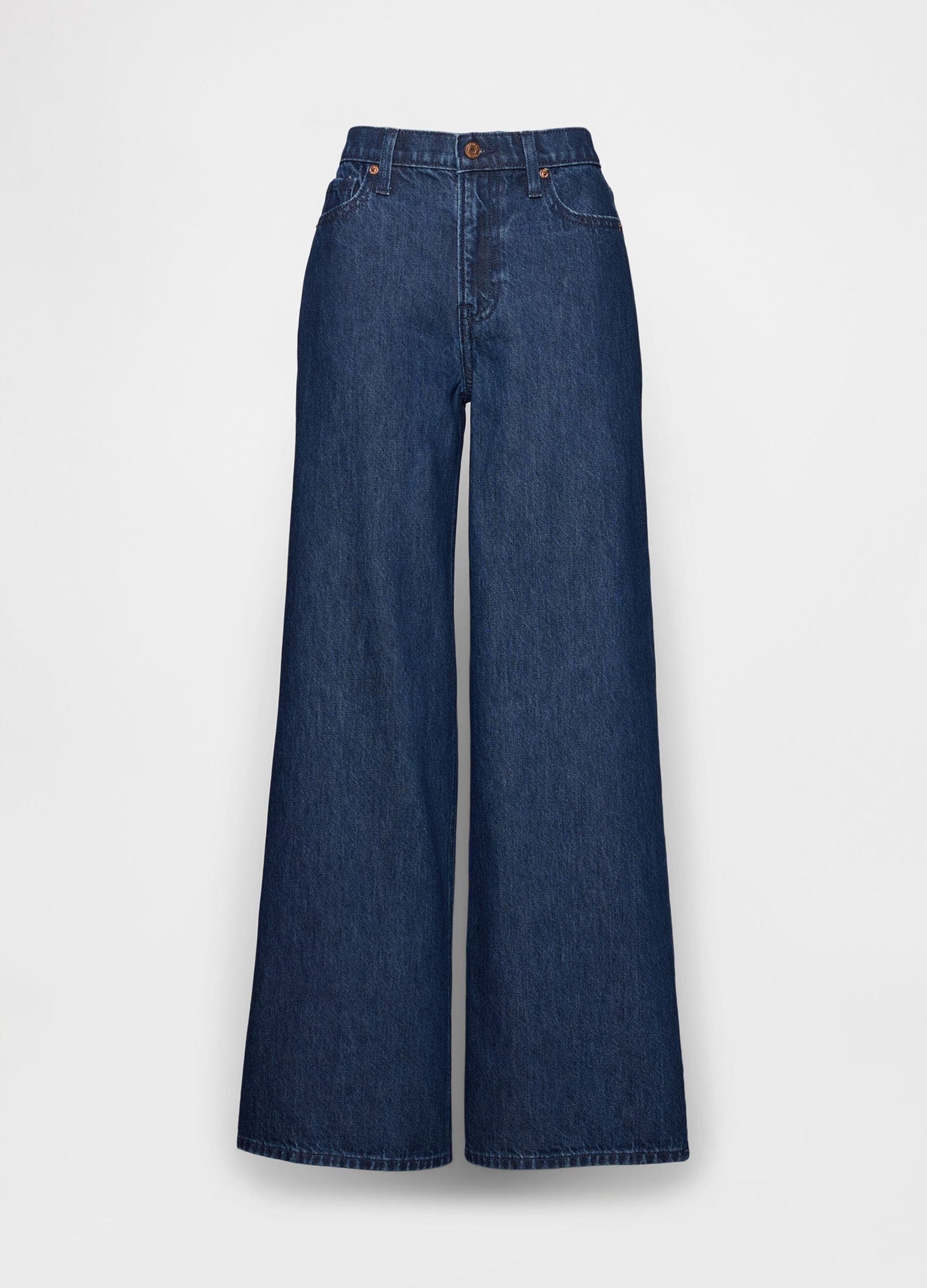 Pantaloni blu in denim, taglio ampio