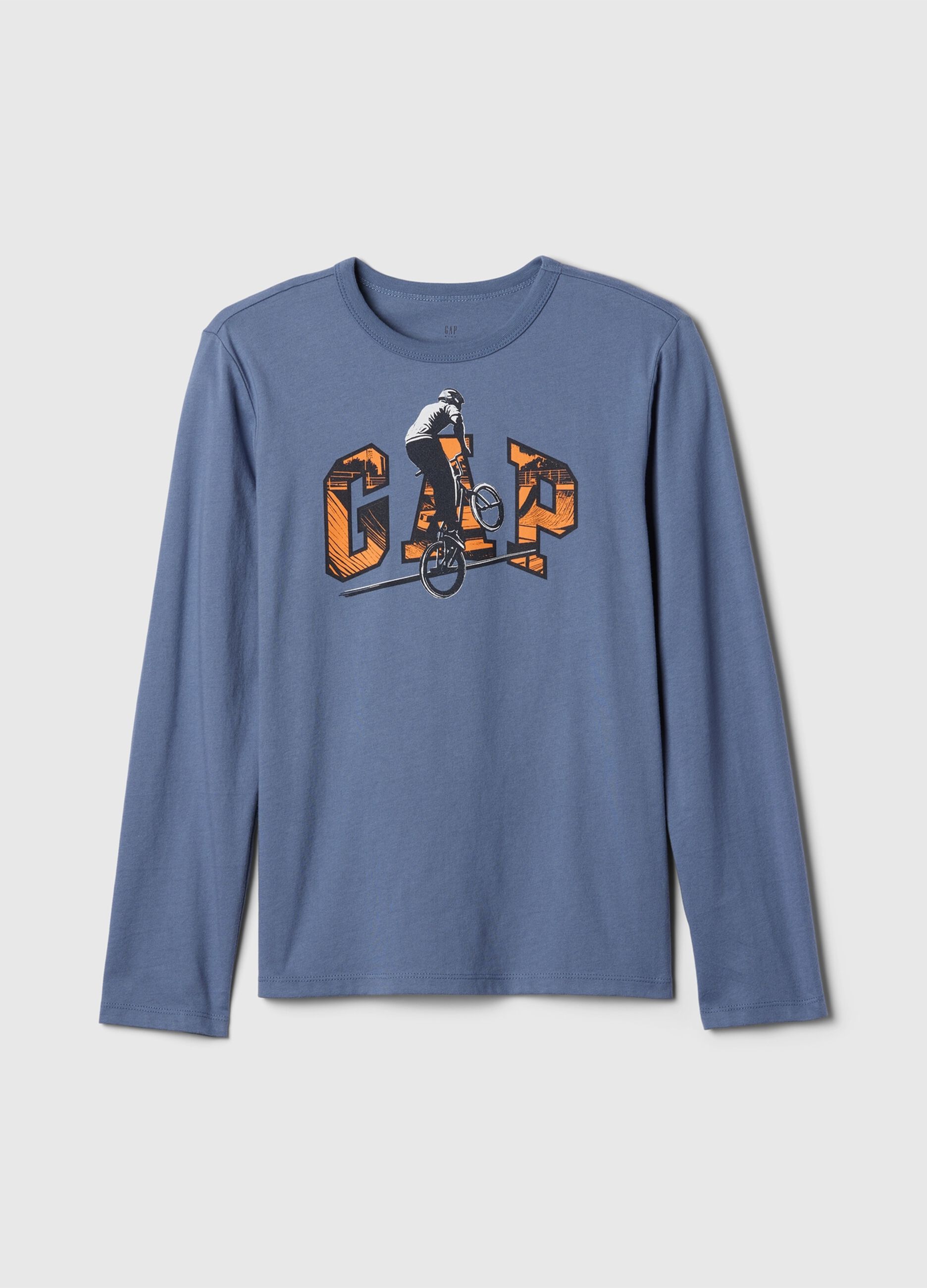 Cotton T-shirt with print and long sleeves