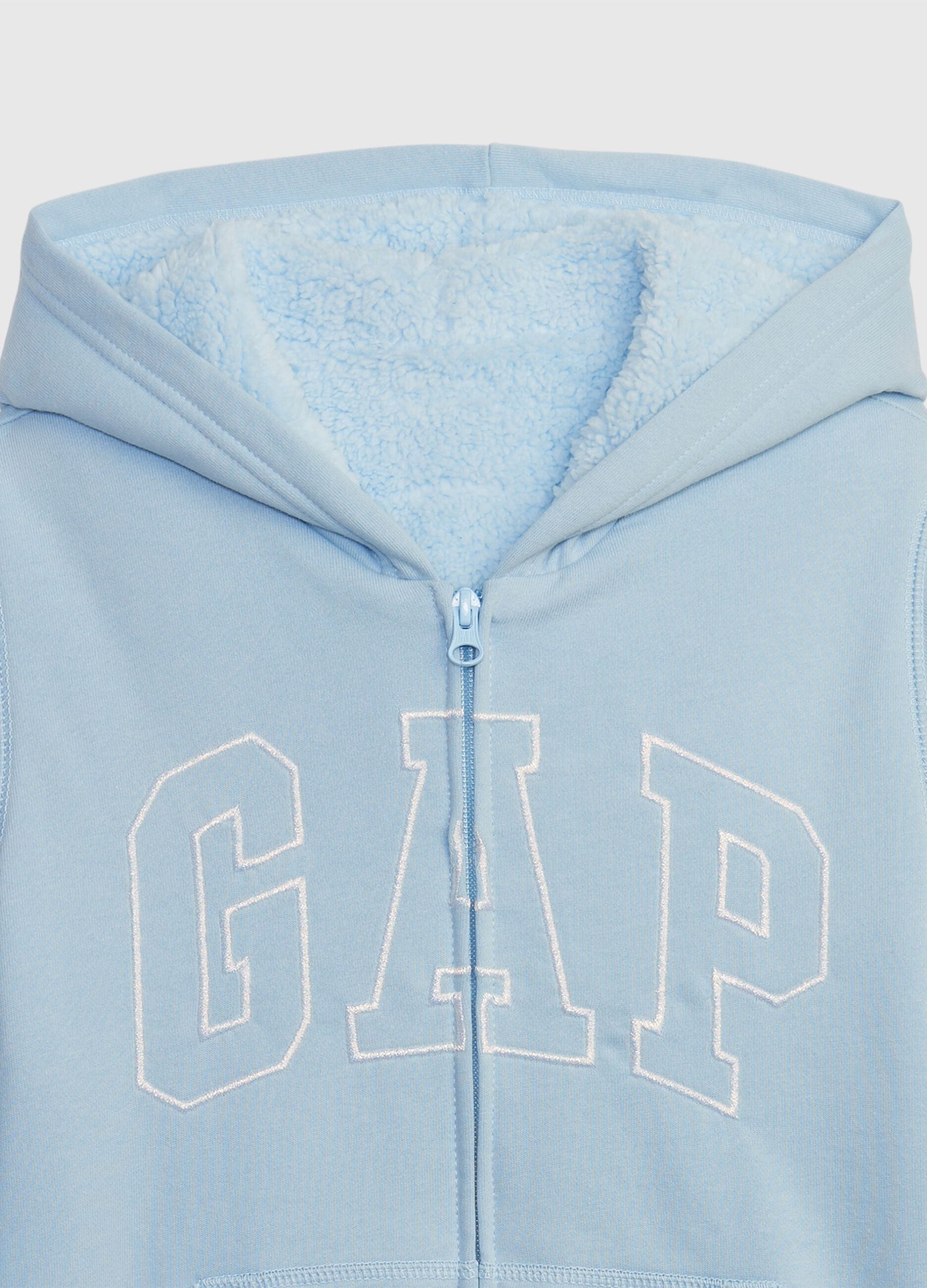 Full-zip hoodie with sherpa lining and embroidered logo_2