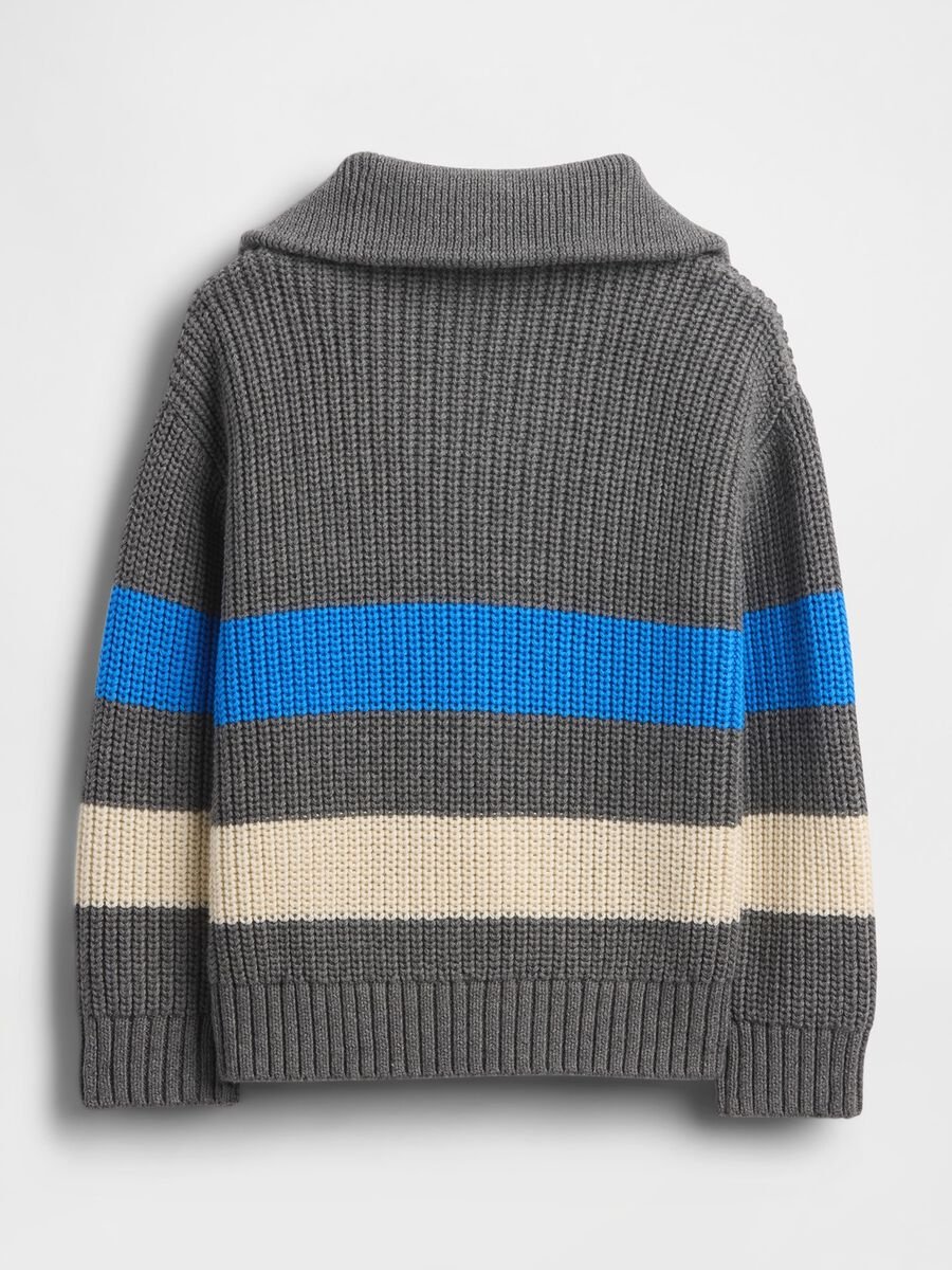 Pullover grigio a righe in cotone Bimbo_1