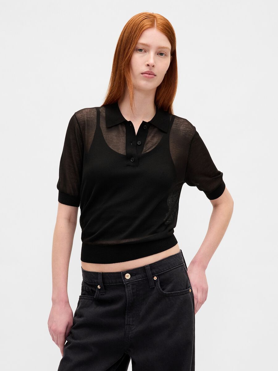 Black Polo in Acrylic Blend Woman_1