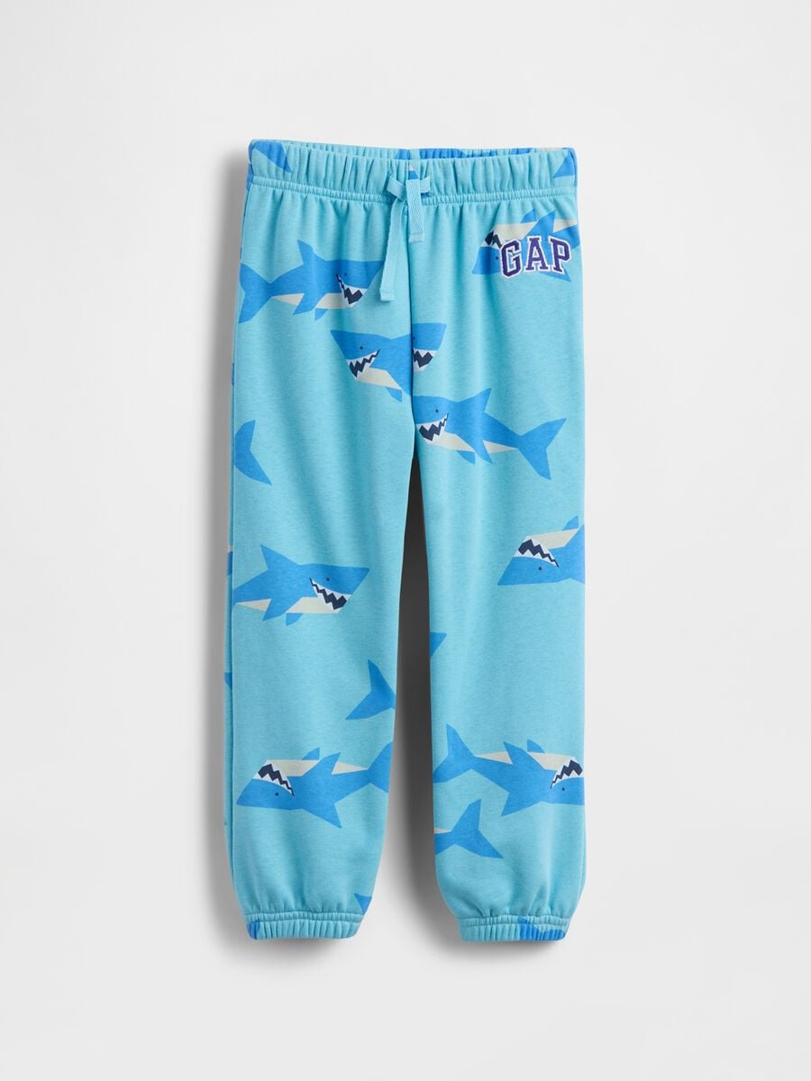 Pantaloni jogger in misto cotone con stampa squali Bimbo_0