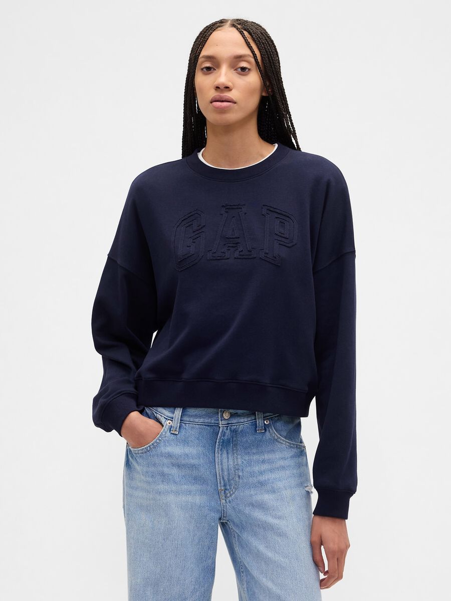 Felpa con girocollo e logo ricamato  Donna_0