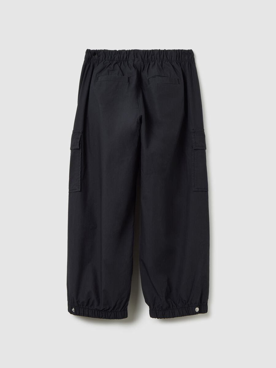 Cargo joggers in cotton with drawstring Girl_1
