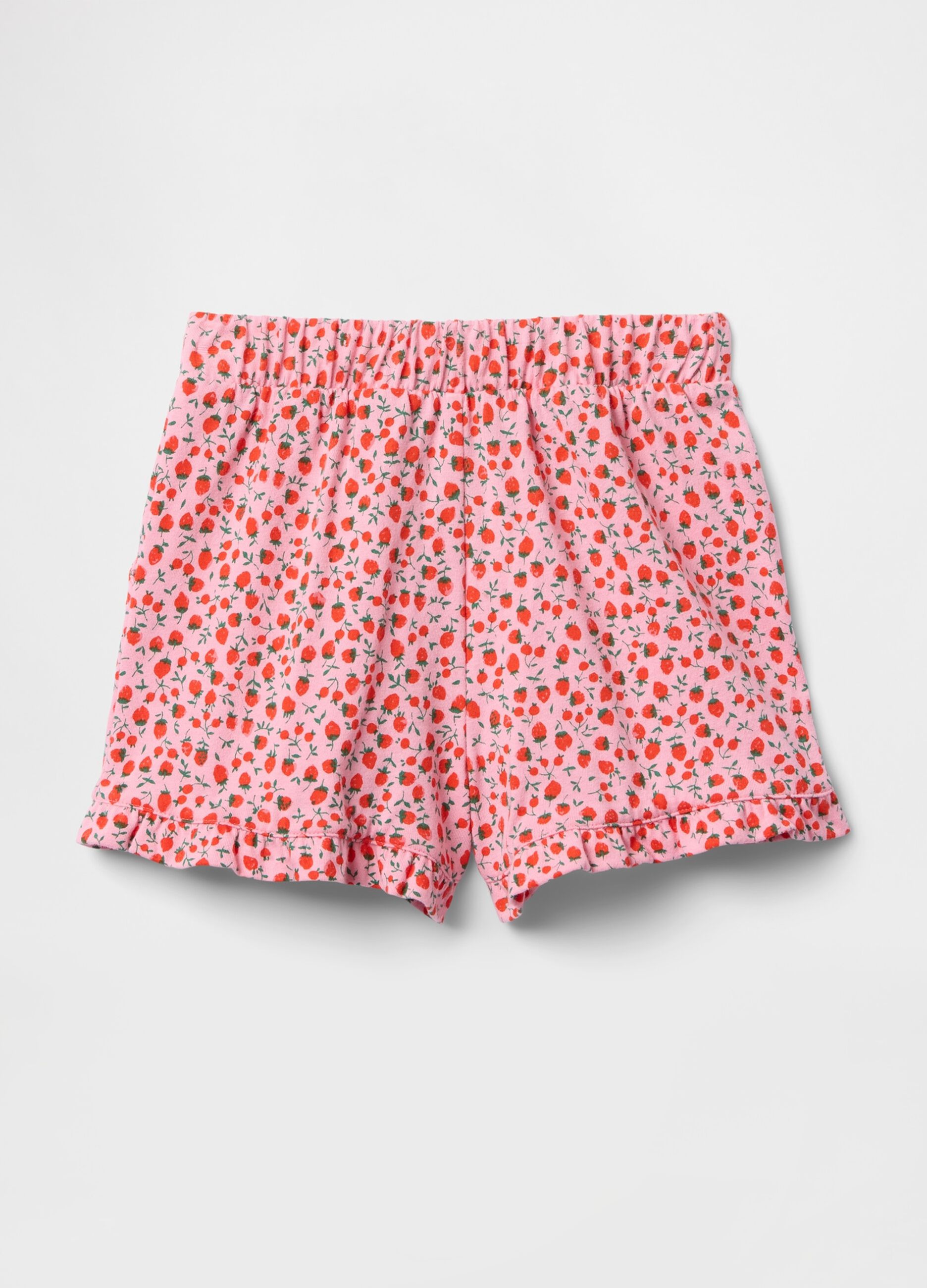 Pantaloncini floreali rosa a vita alta_1