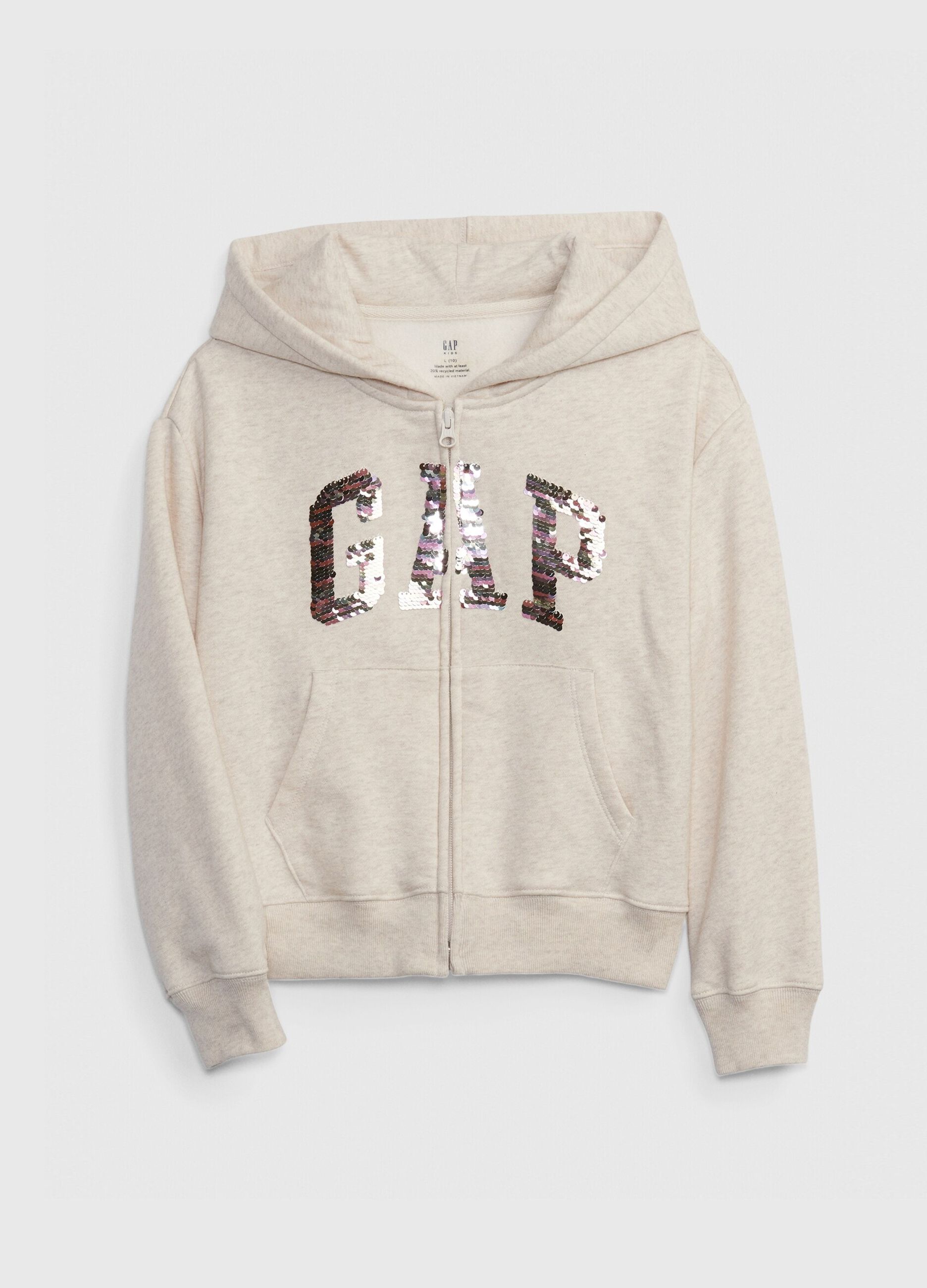 Full-zip sweatshirt with sequinned logo