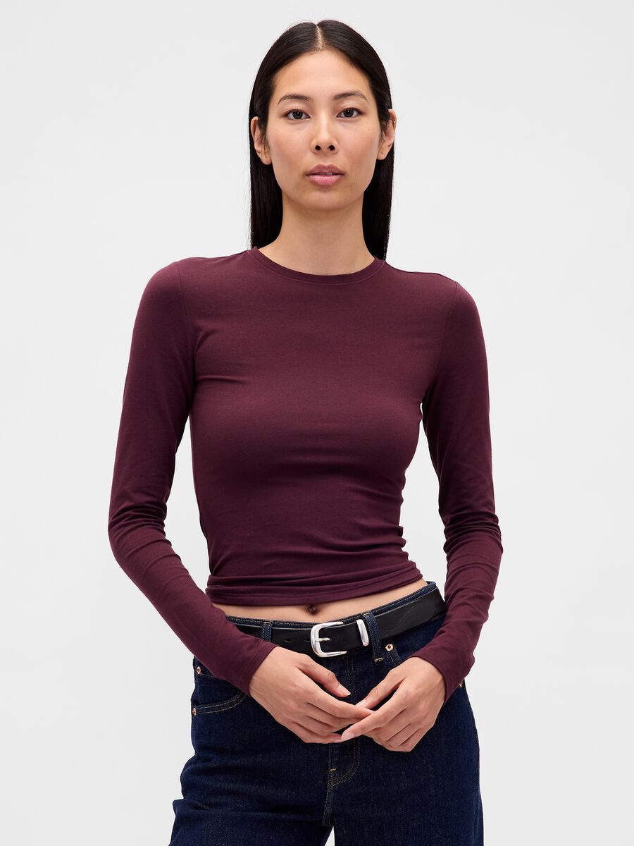 Maglia a maniche lunghe viola elasticizzata Donna_0