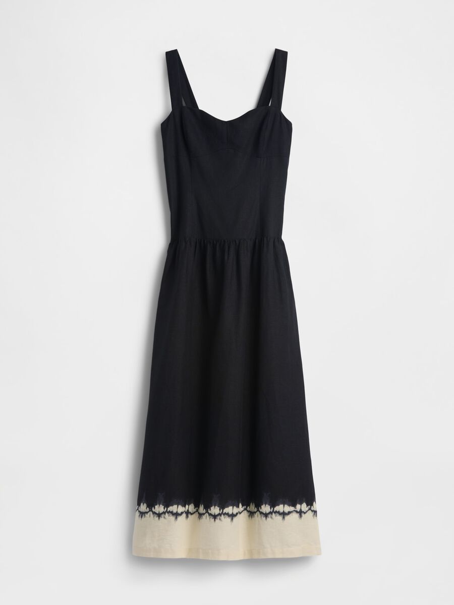 Abito midi in misto lino Donna_5