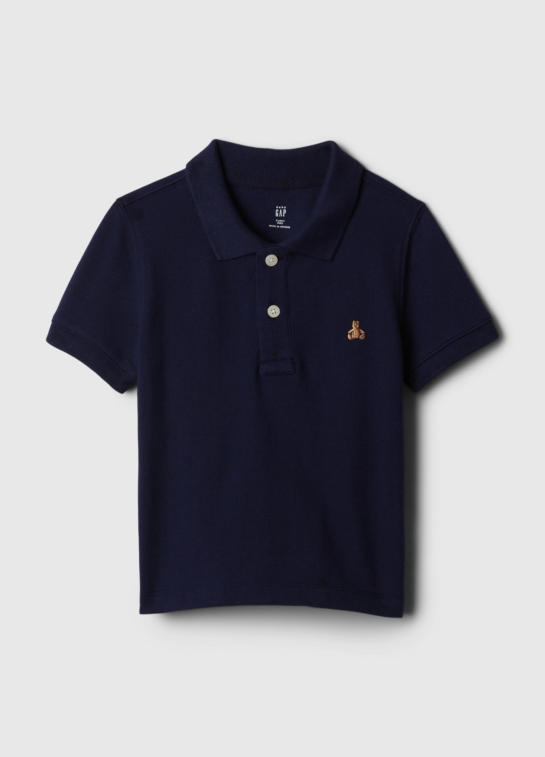 Pique polo shirt with embroidered bear