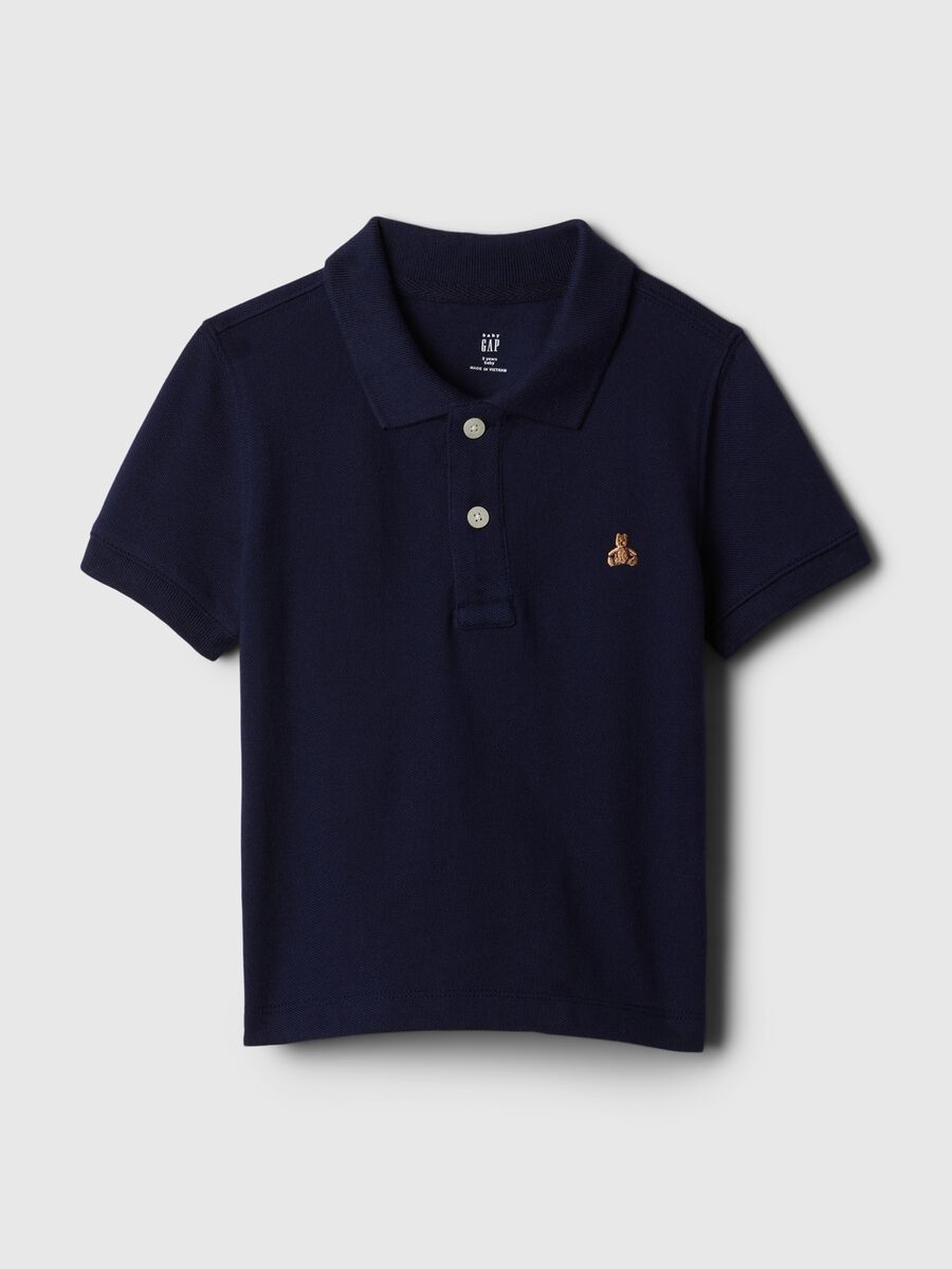 Pique polo shirt with embroidered bear Newborn Boy_0