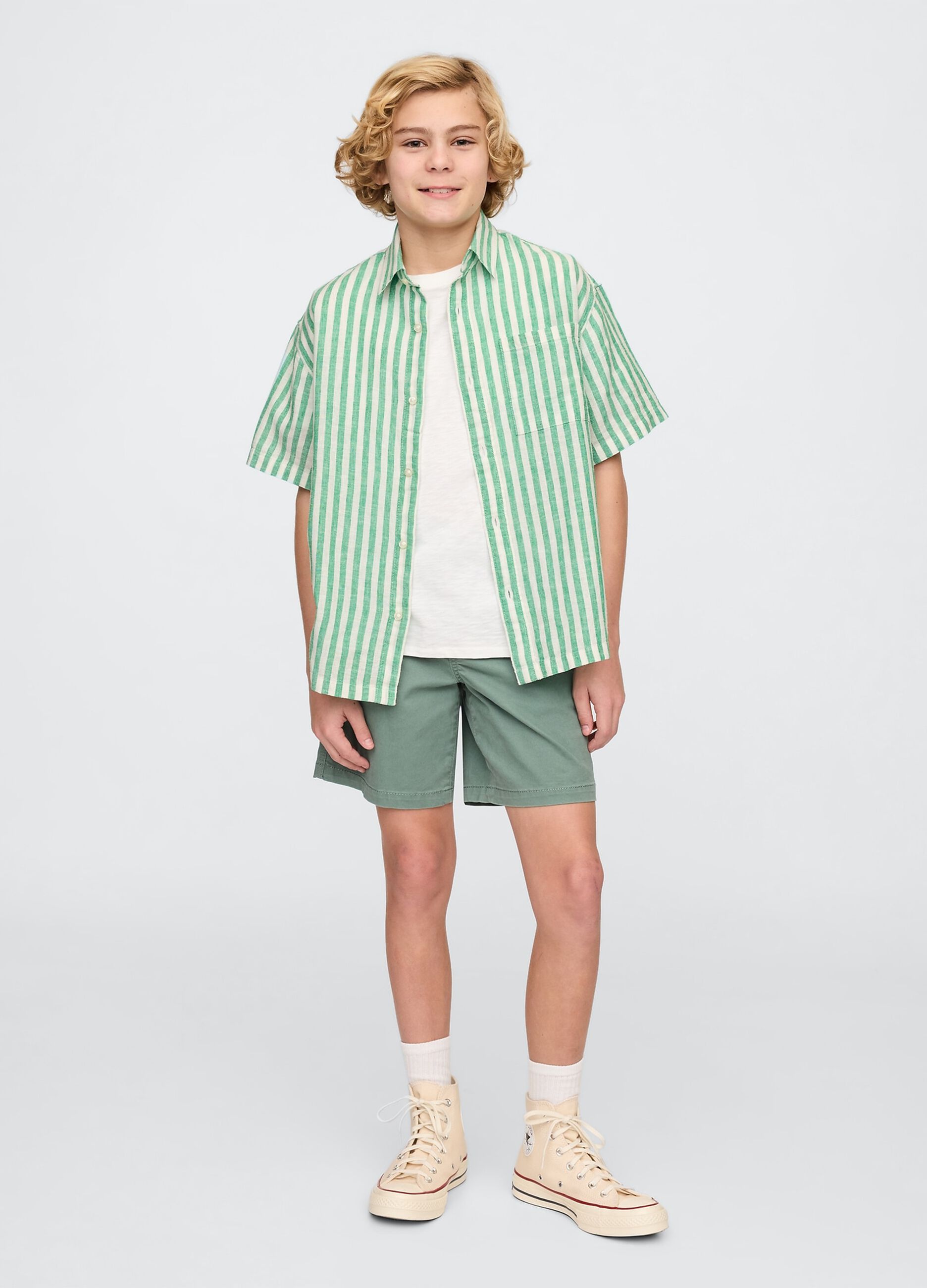 Camicia a righe verdi e bianche_1