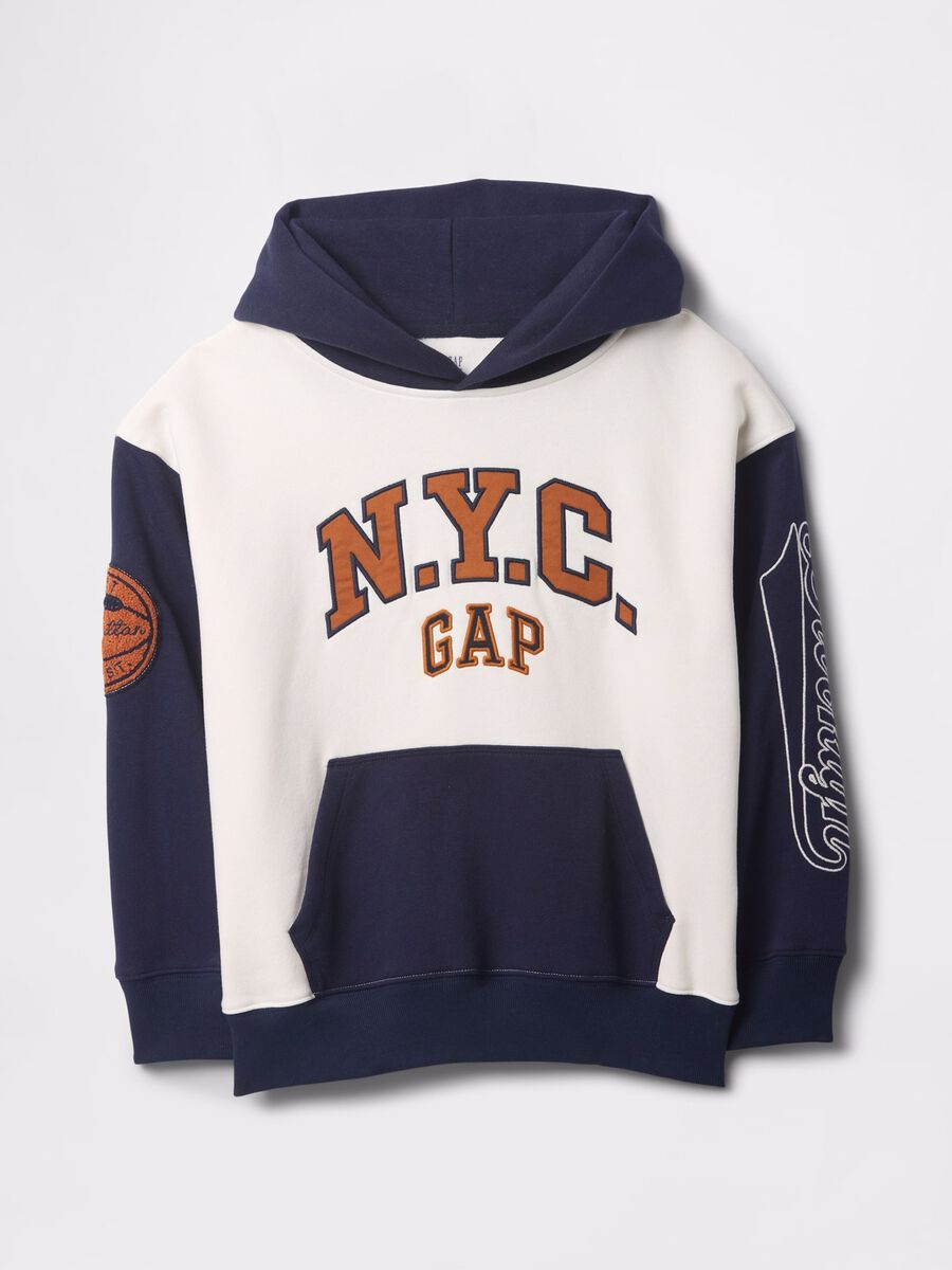 Blue and white sweatshirt with hood and patch Boy_4