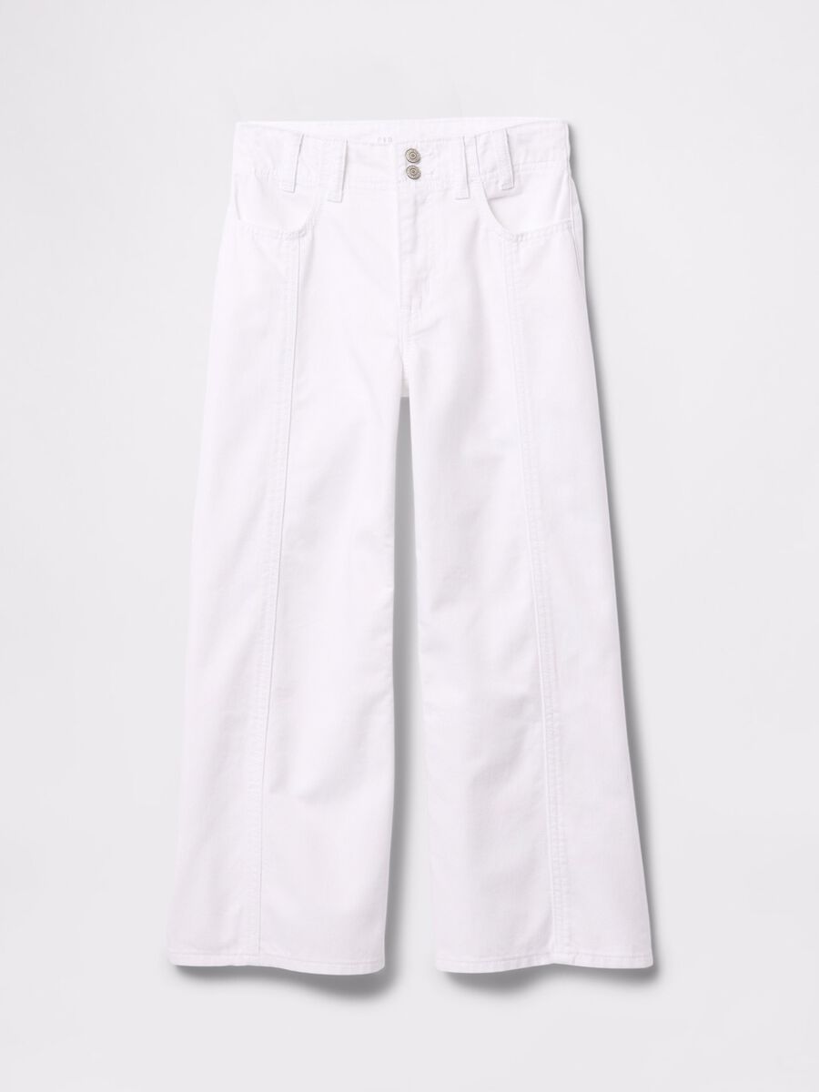 Pantaloni in denim bianchi a gamba larga Bimba_3