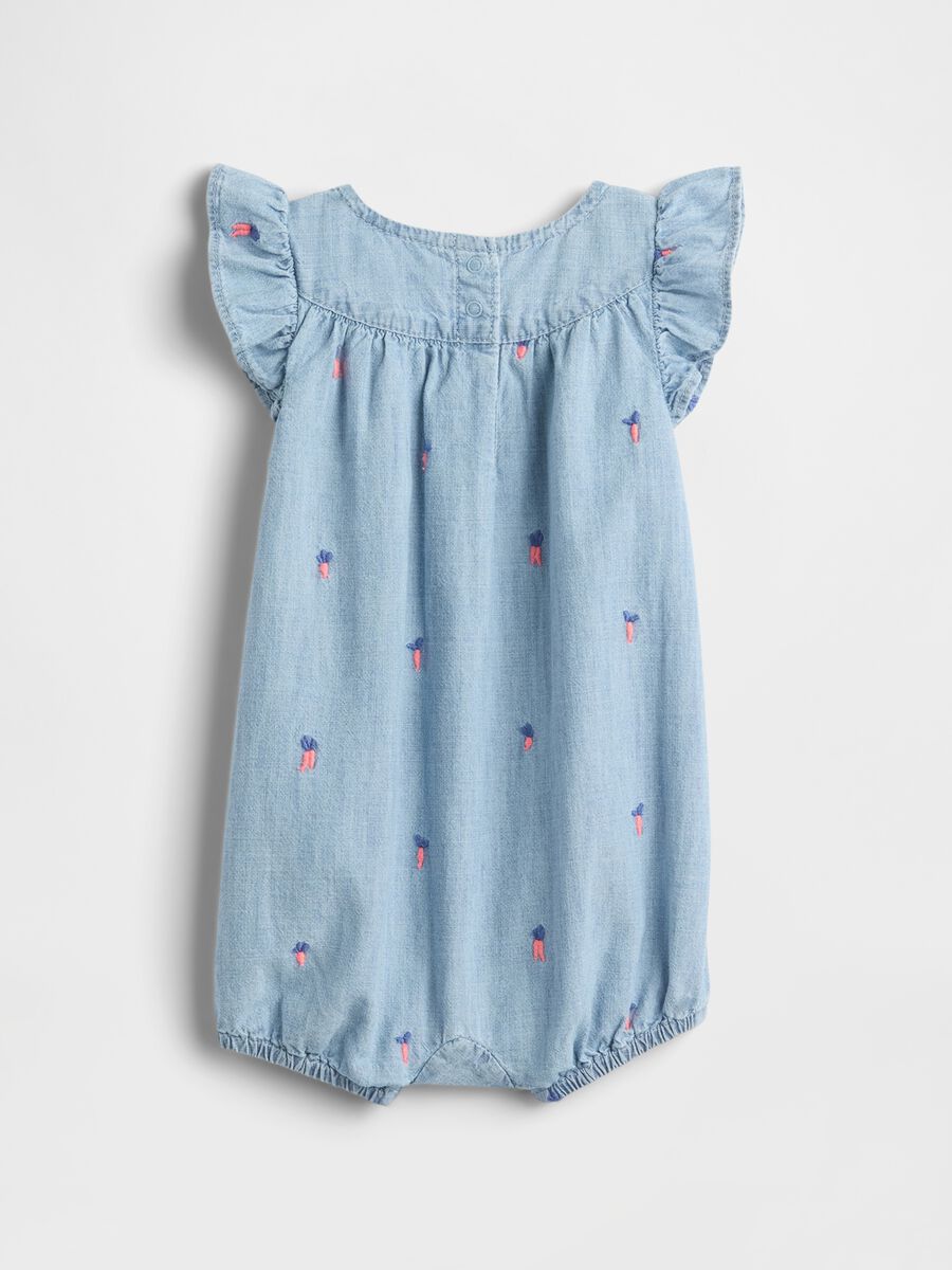 Tutina in denim a ricami floreali Newborn Boy_1