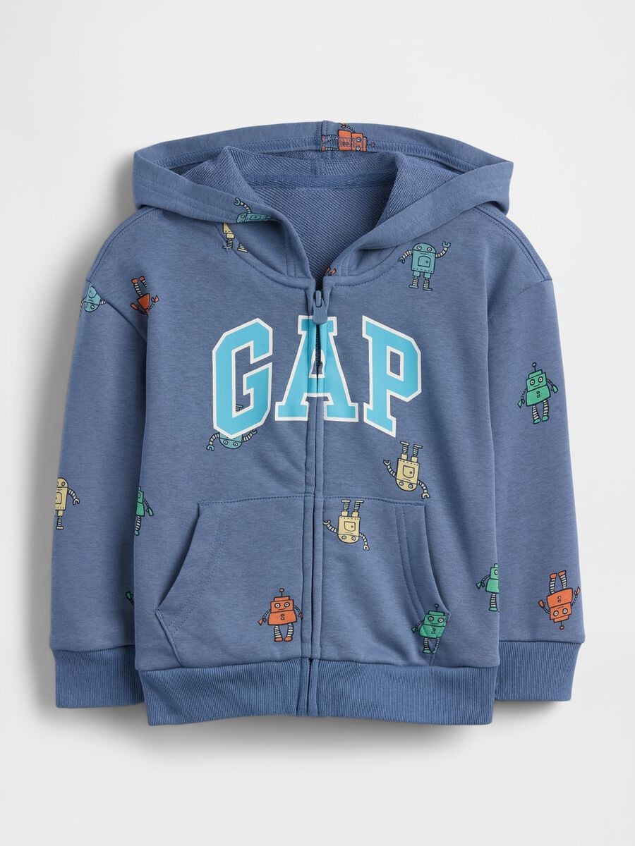 Felpa con logo GAP, cappuccio e zip in misto cotone Bimbo_0