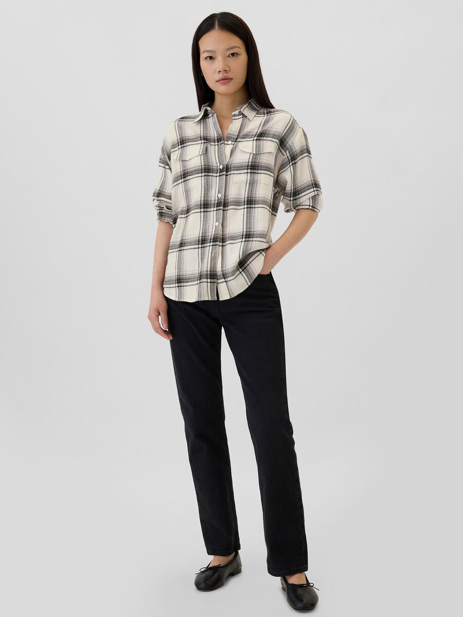 Camicia in flanella check con tasche Donna_1