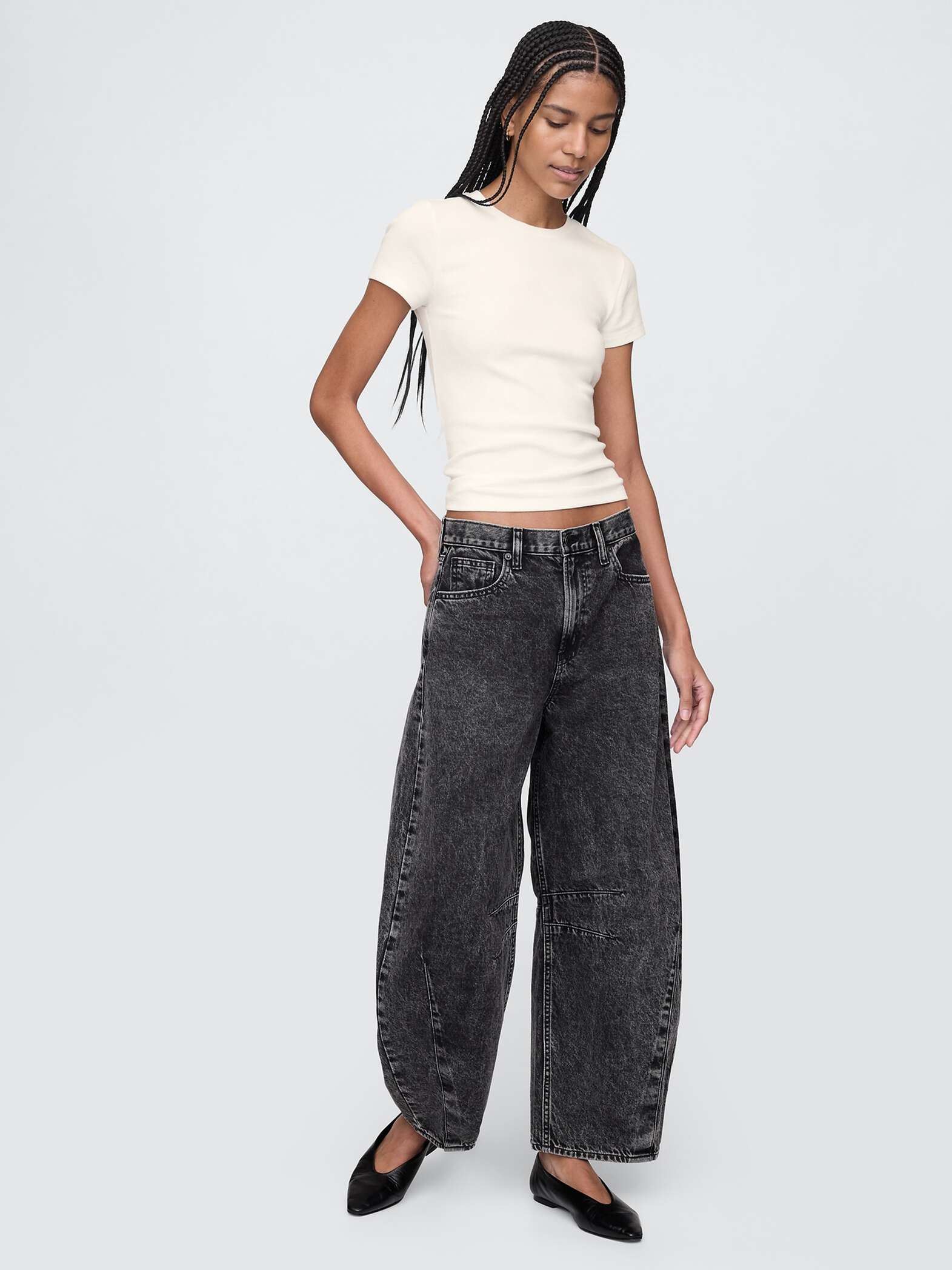 T-shirt bianca in cotone e modal elasticizzato Gap_1