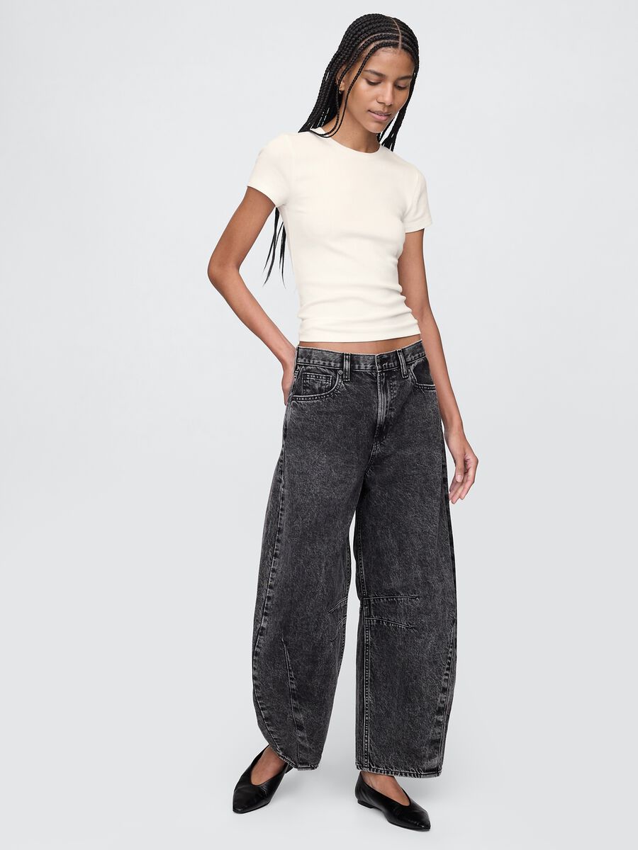 T-shirt bianca in cotone e modal elasticizzato Gap Donna_1