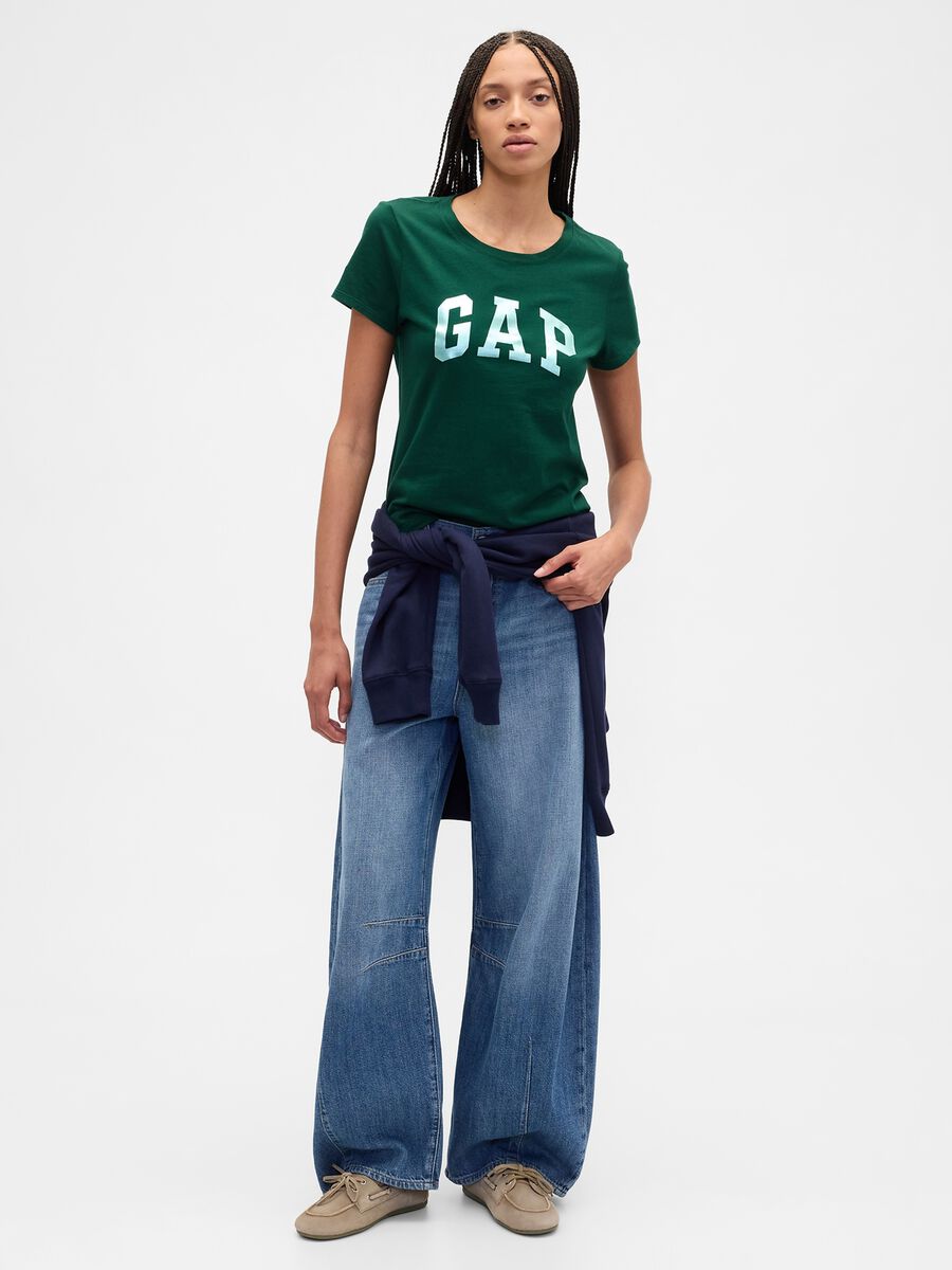 T-shirt verde a maniche corte in cotone Donna_2