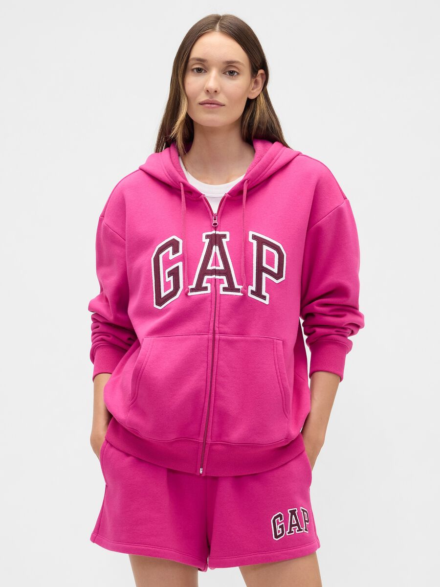 Pink Hoodie with Full Zip Woman_0
