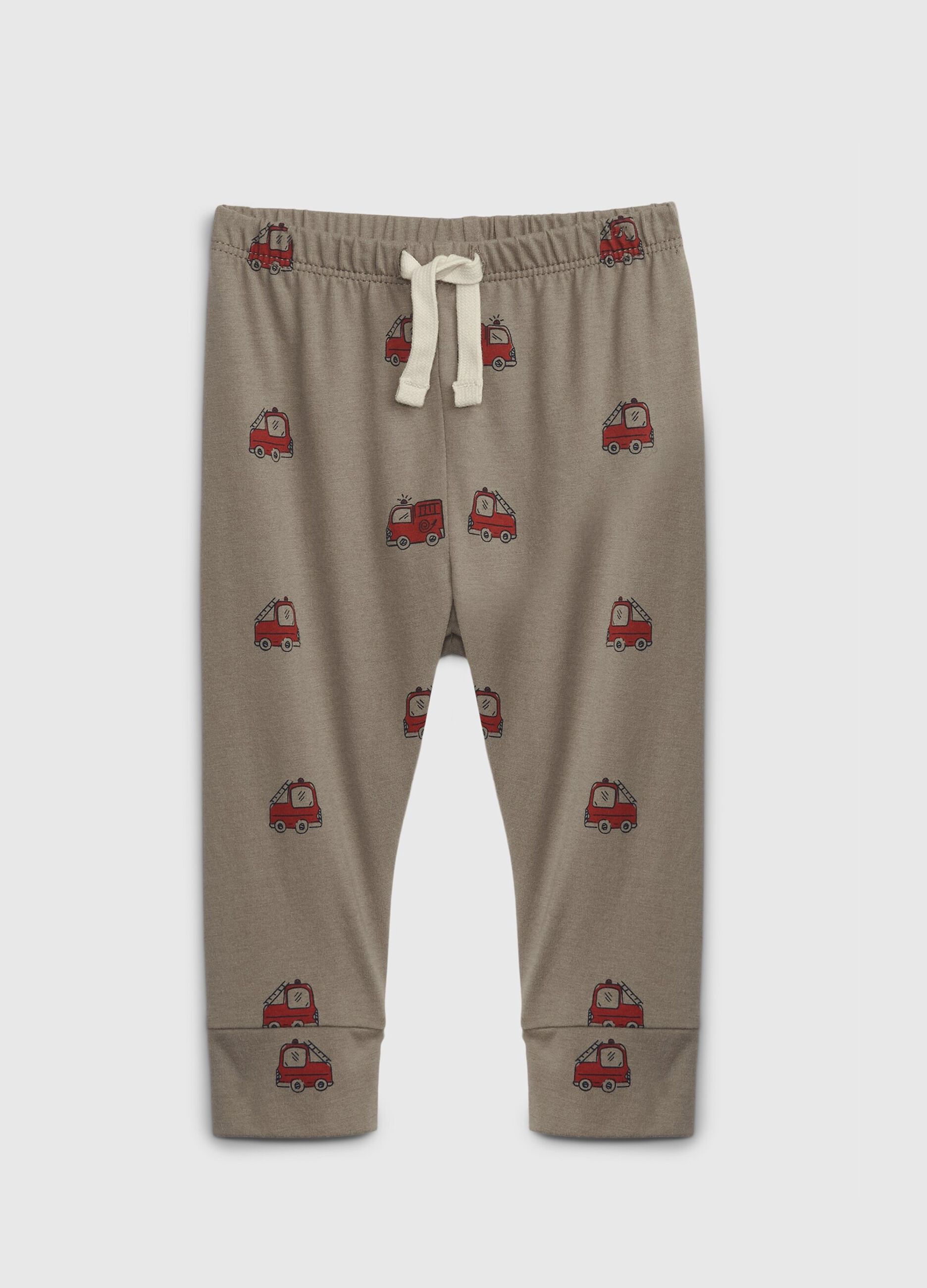 Fleece joggers with fire engine print