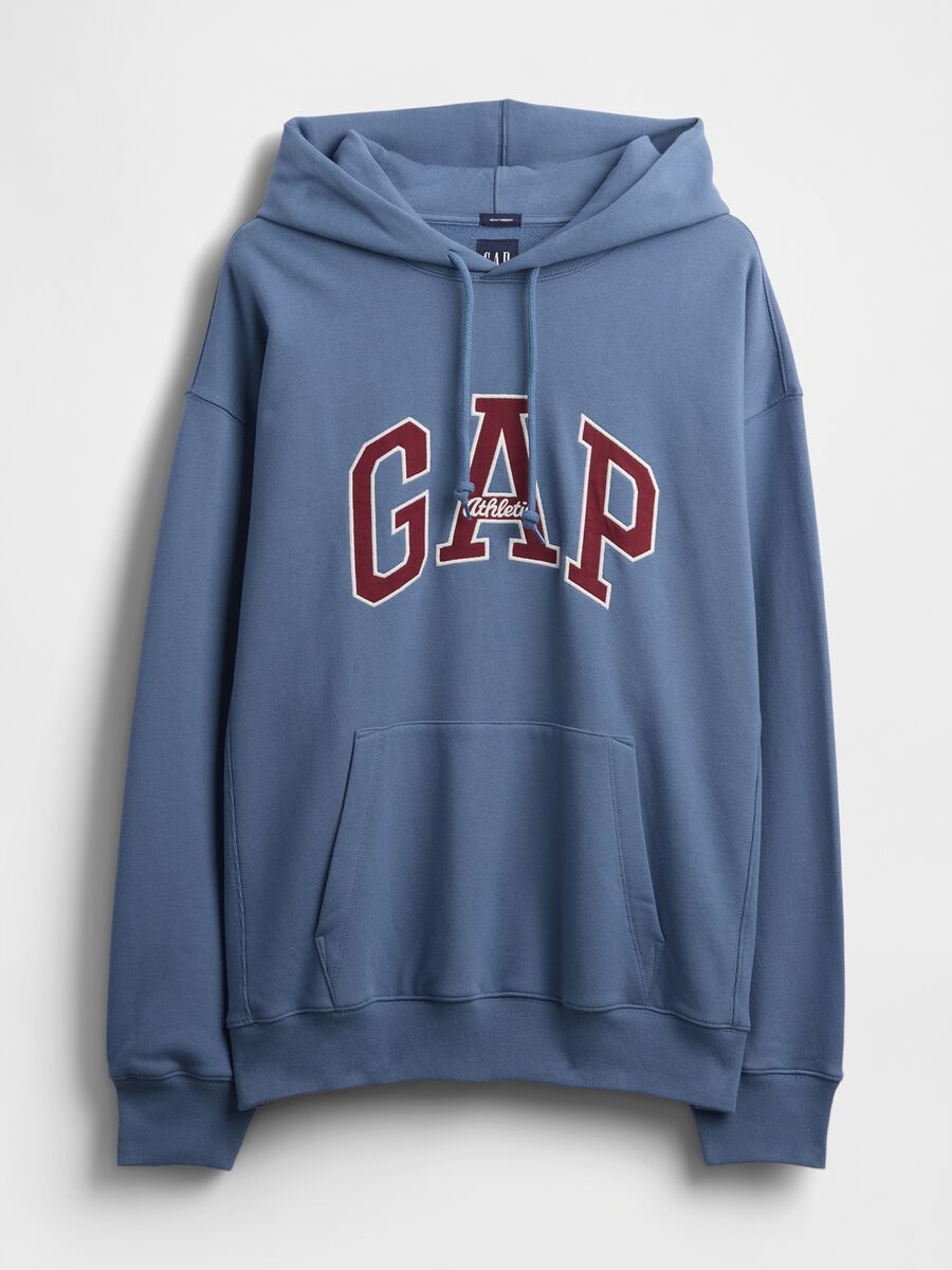 Felpa blu senza zip con cappuccio Uomo_4