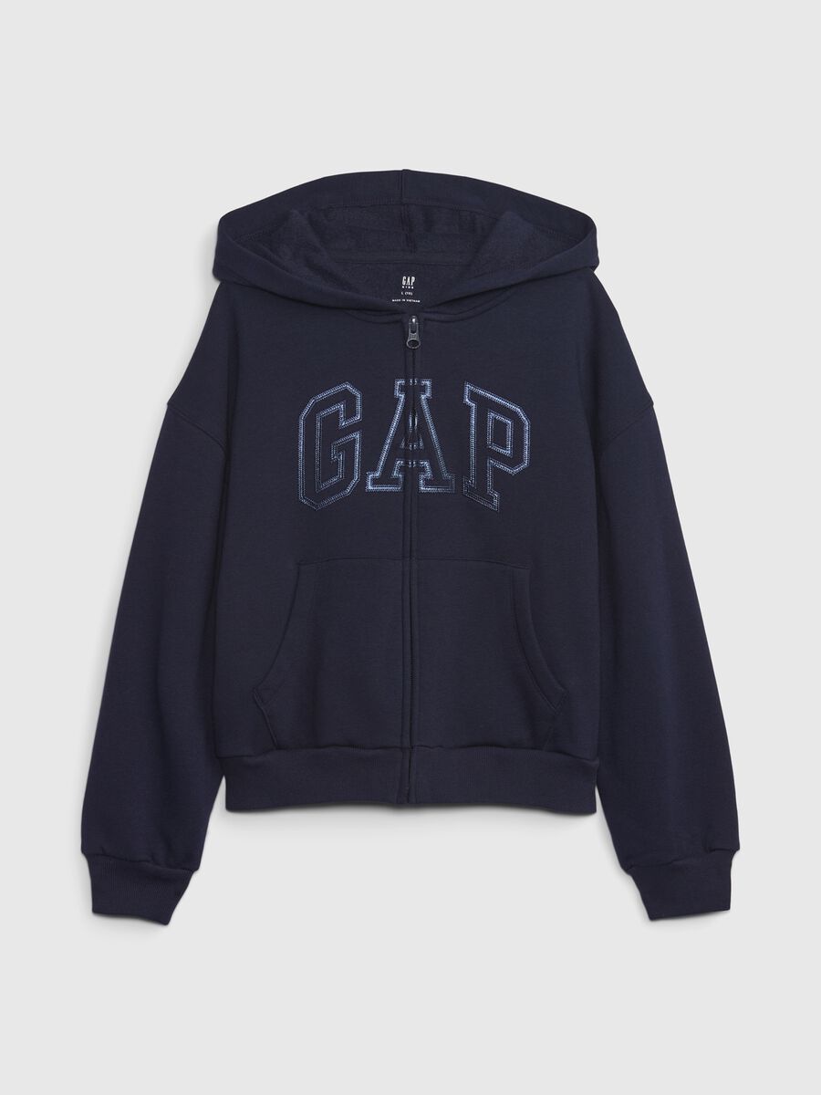 Full-zip con cappuccio e patch logo Bambina_0