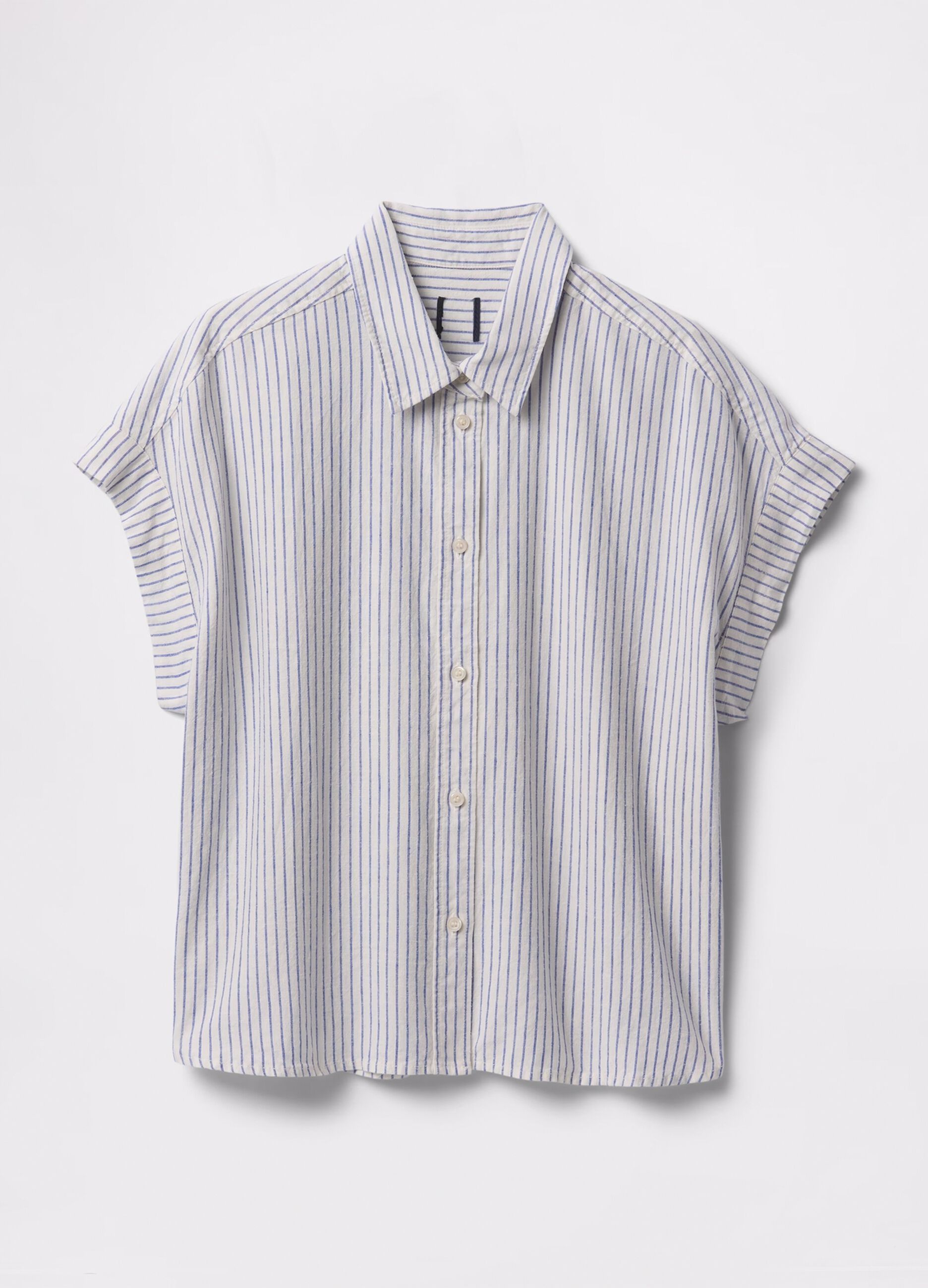 Camicia a righe bianche e azzurre in lino e viscosa_3