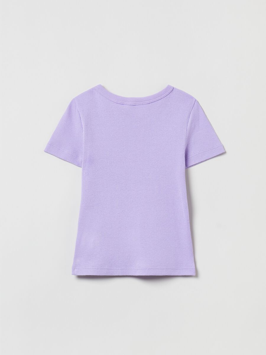 Ribbed T-shirt with round neck Girl_1