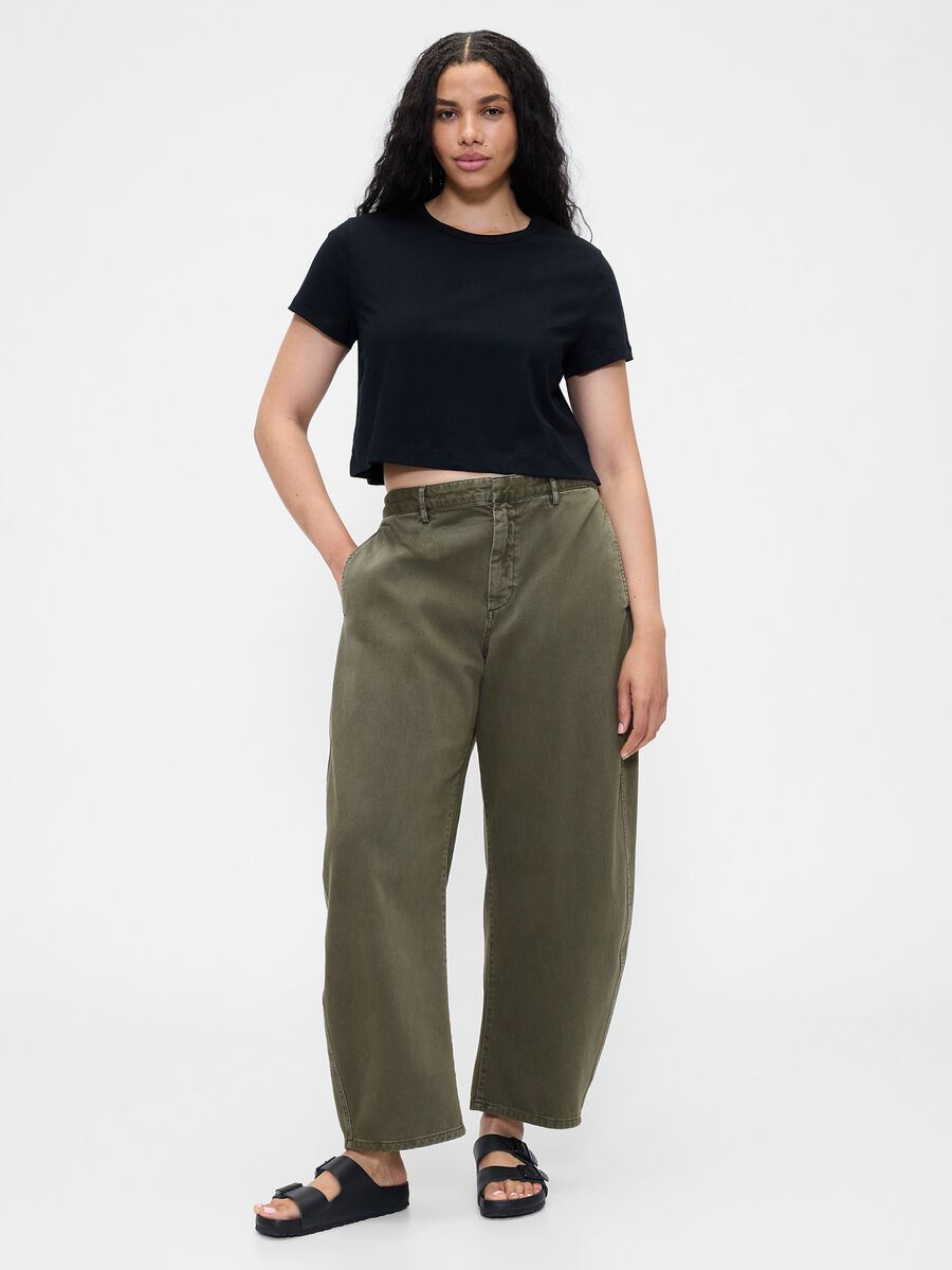 Pantaloni verde in cotone Donna_4