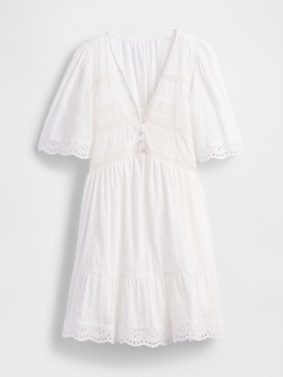 Abito corto bianco in tessuto ricamato Donna_3