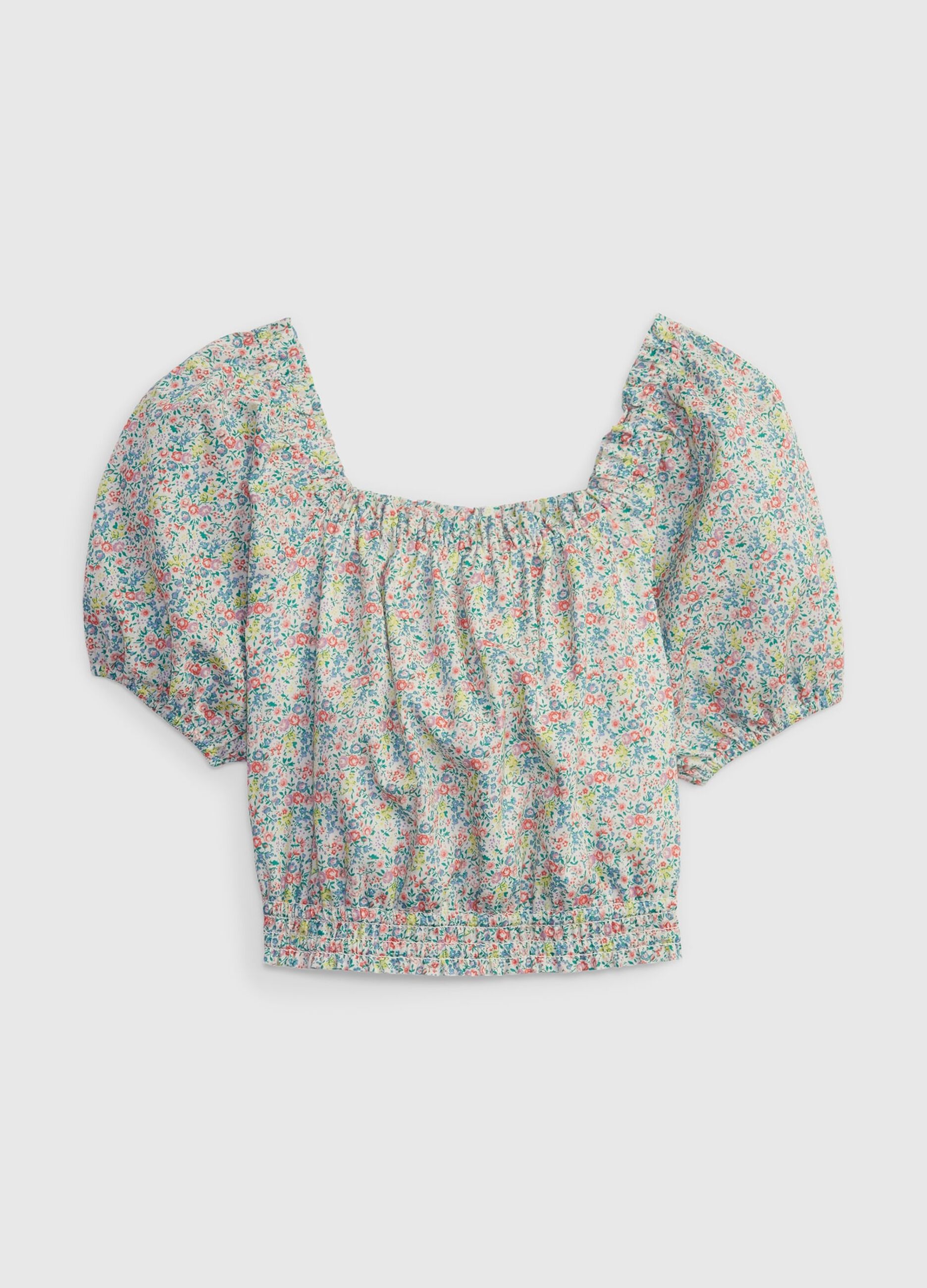 Top with small flowers and puff sleeves