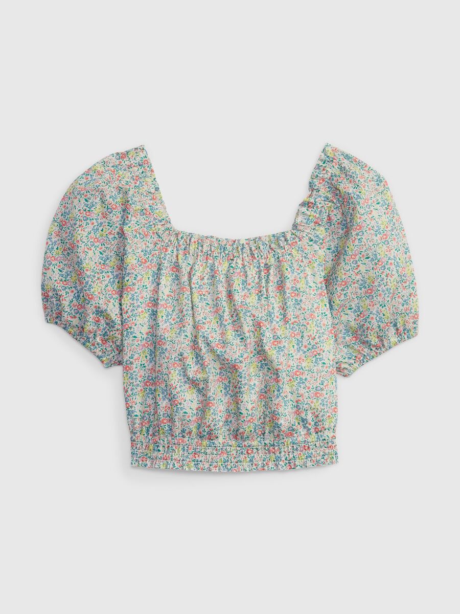 Top with small flowers and puff sleeves Girl_0