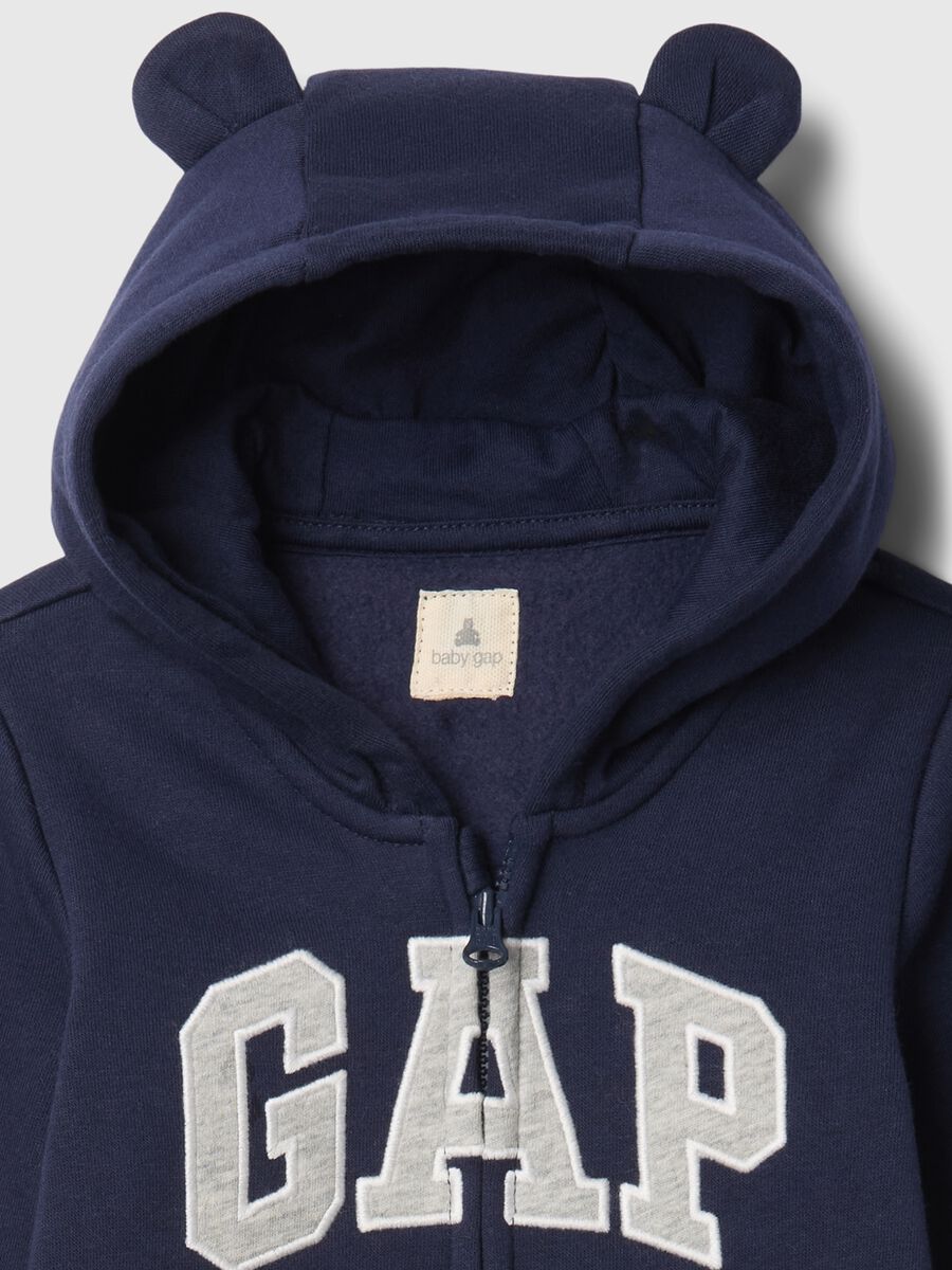 Tutina con cappuccio e logo GAP in misto cotone Neonato_2