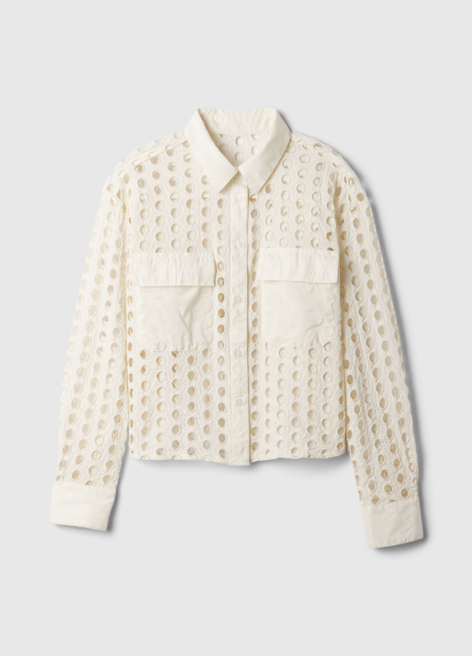 Camicia cropped con dettagli traforati_4
