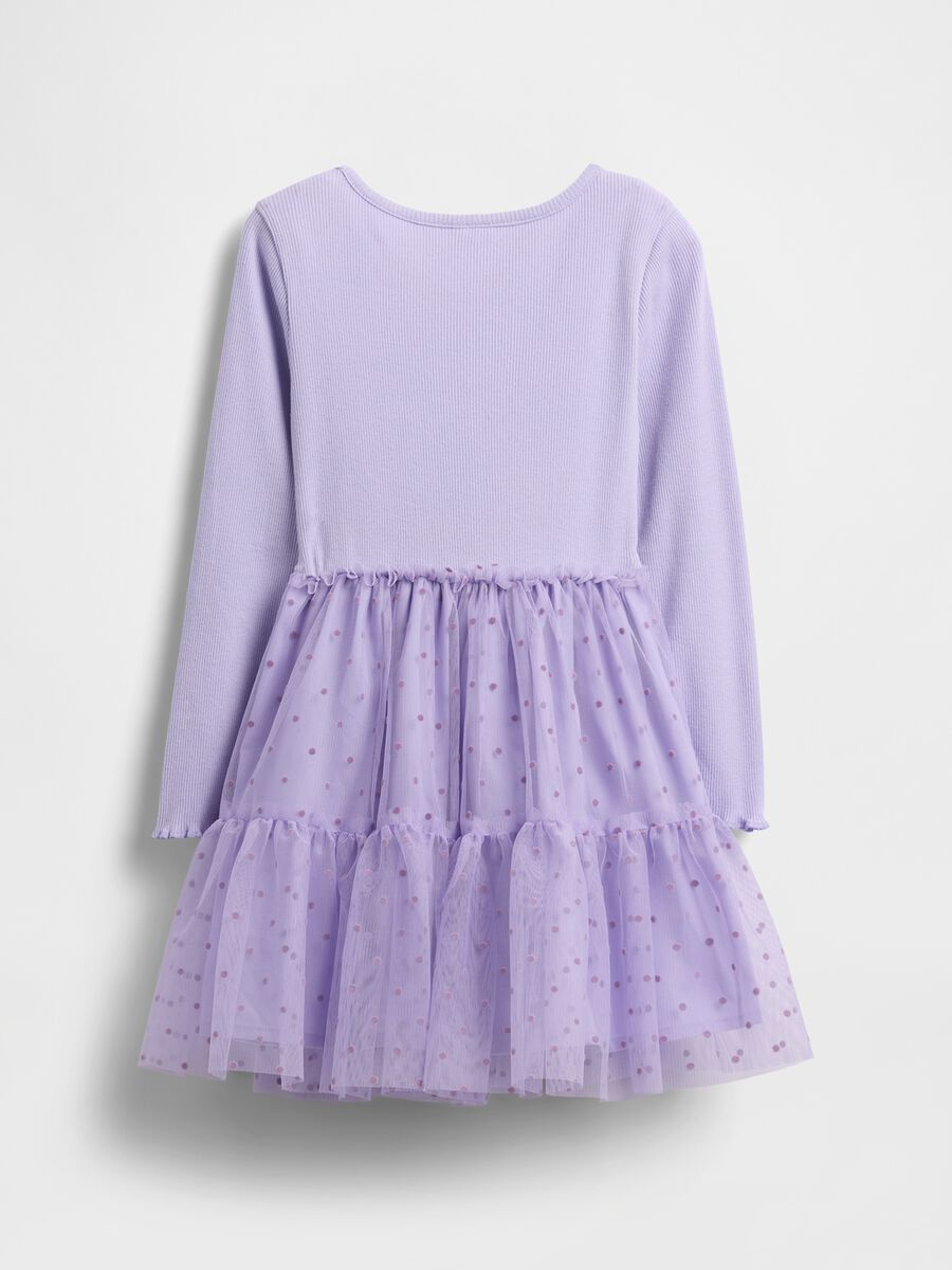 Abito viola in misto materiale con tulle Bimba_2