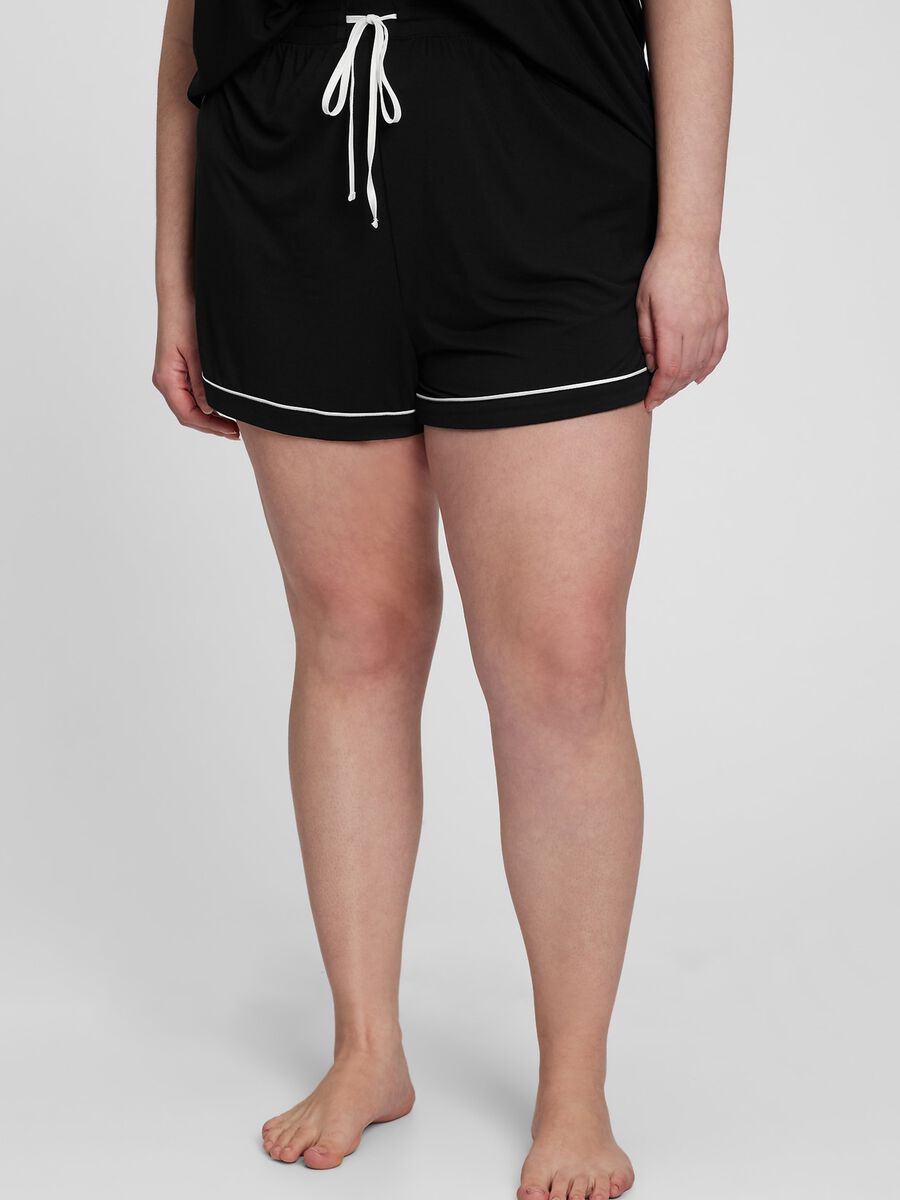 Shorts pigiama con piping a contrasto Donna_3