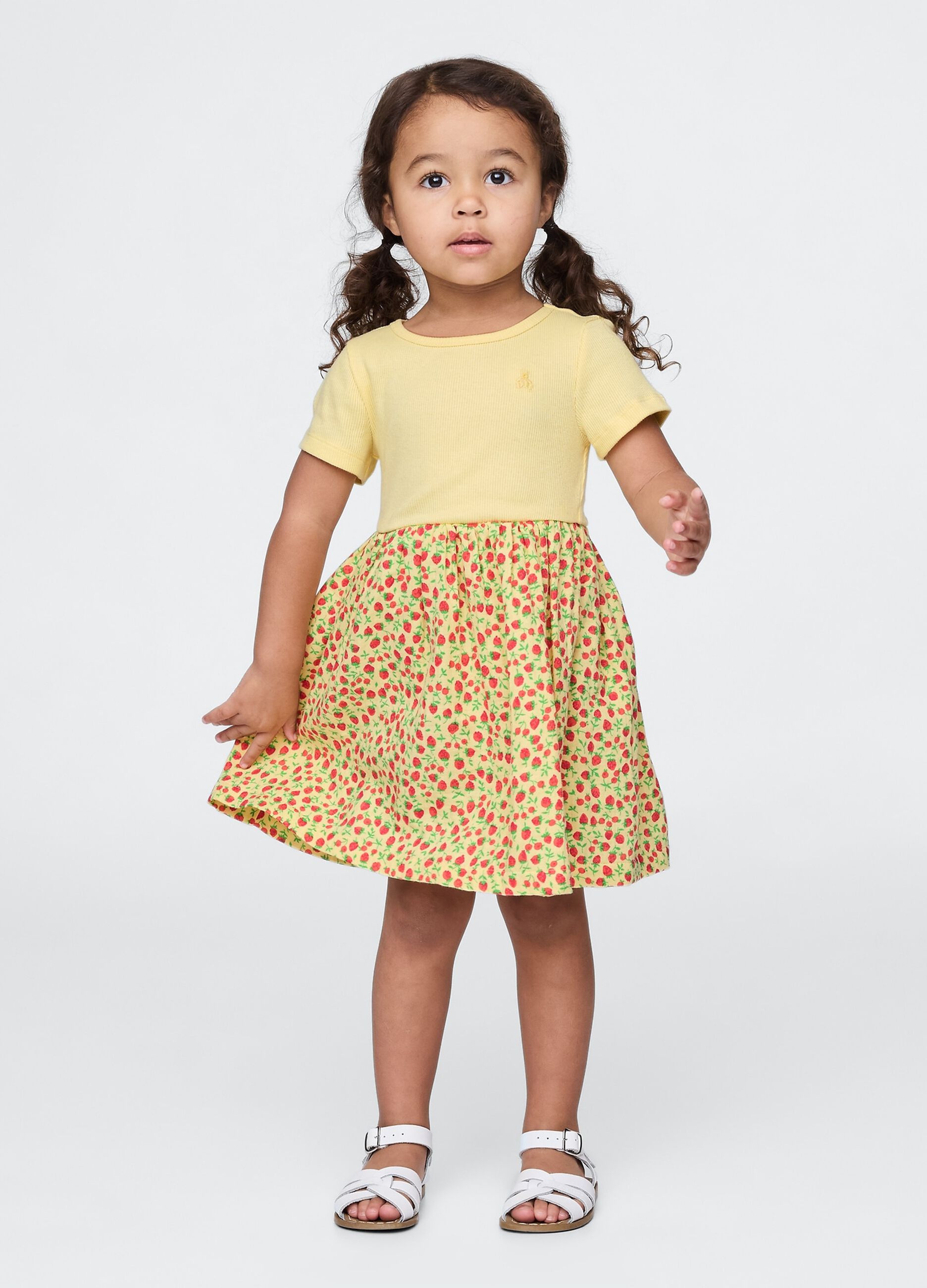Vestito estivo a fiori giallo per bambina